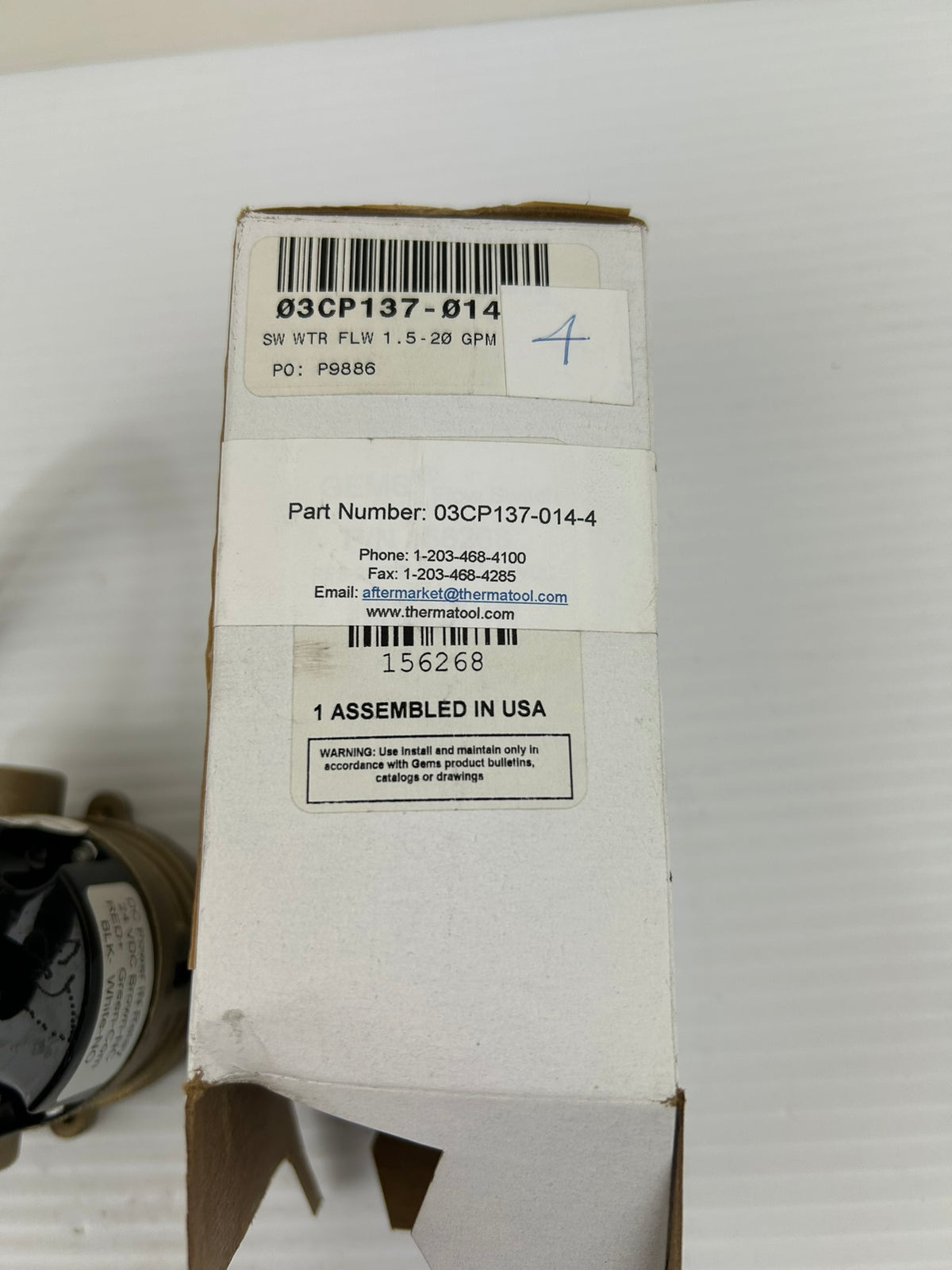 Thermatool 03CP137-014-4 Water Flow Switch 1.5-20 GPM 24VDC