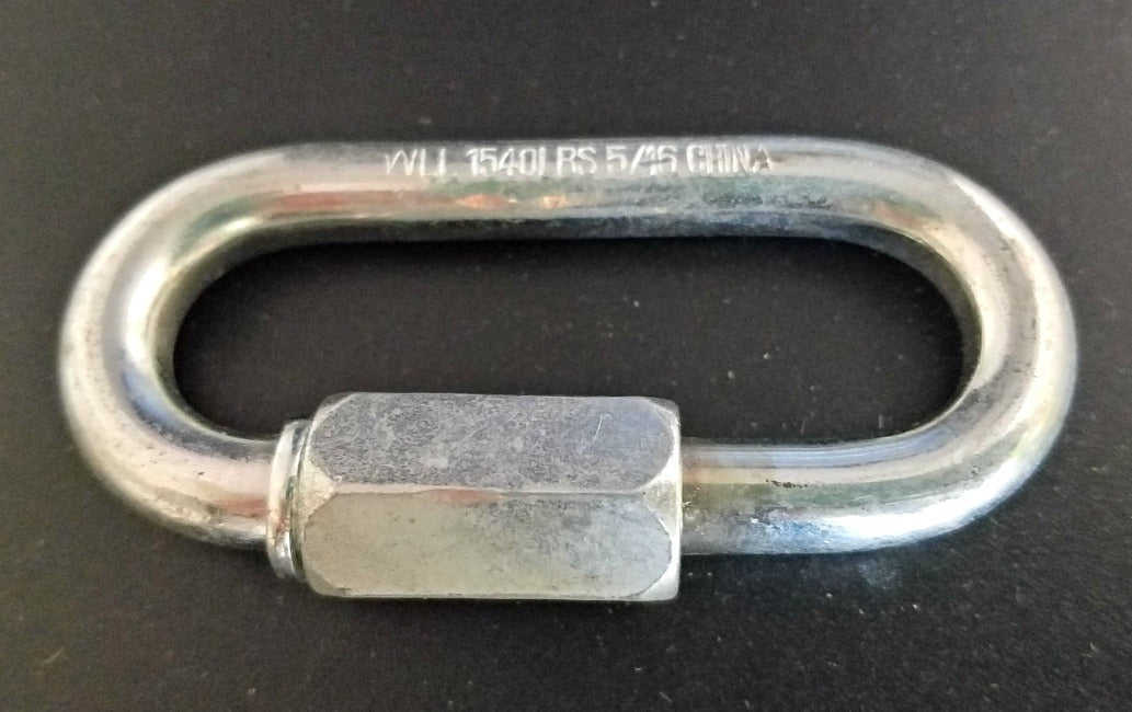 Oval Carabiner Iron 1540 Lbs. WLL 5/16" Silver