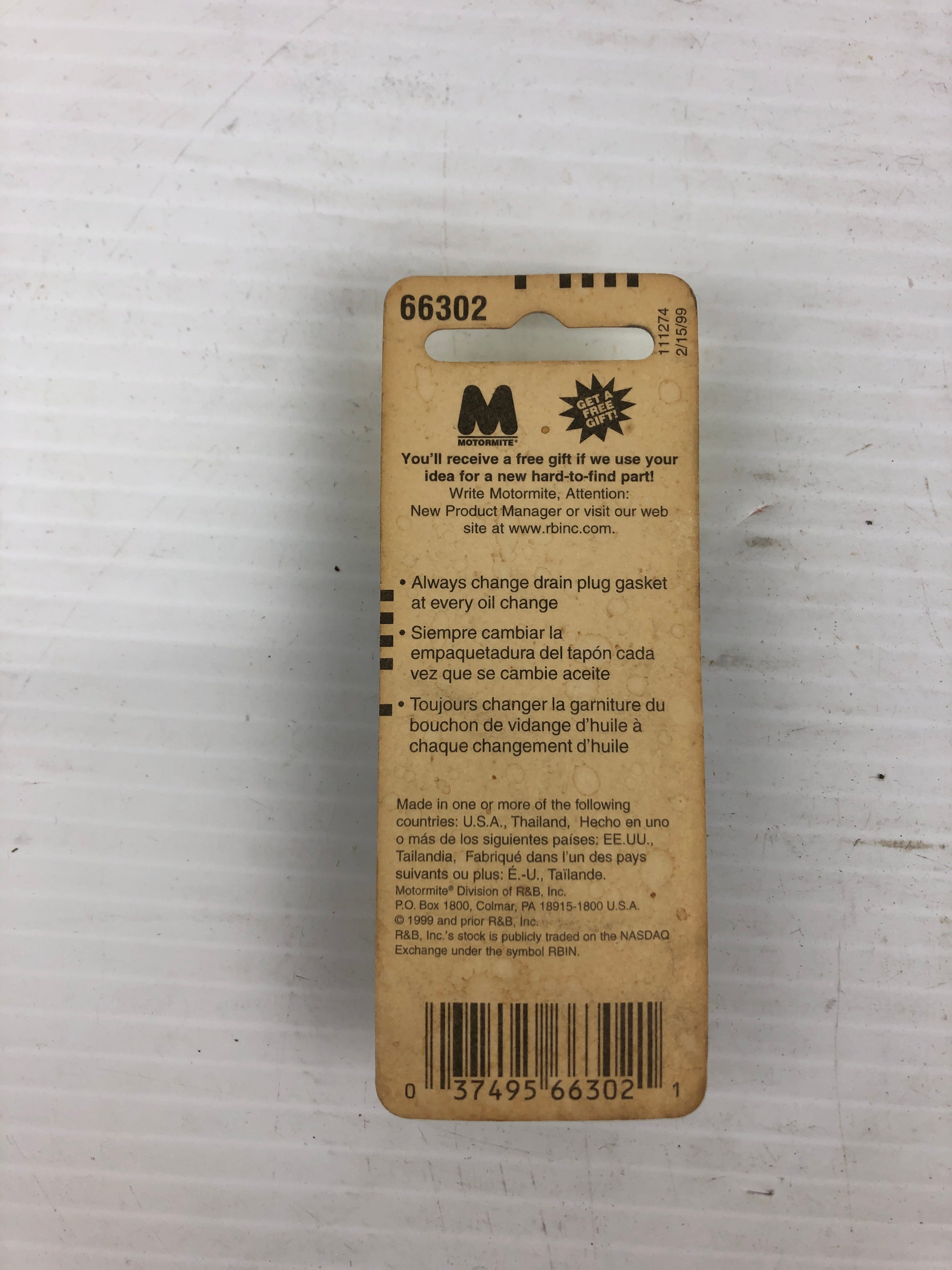 Motormite 66302 1/2" Nylon Ribbed Drain Plug Gasket