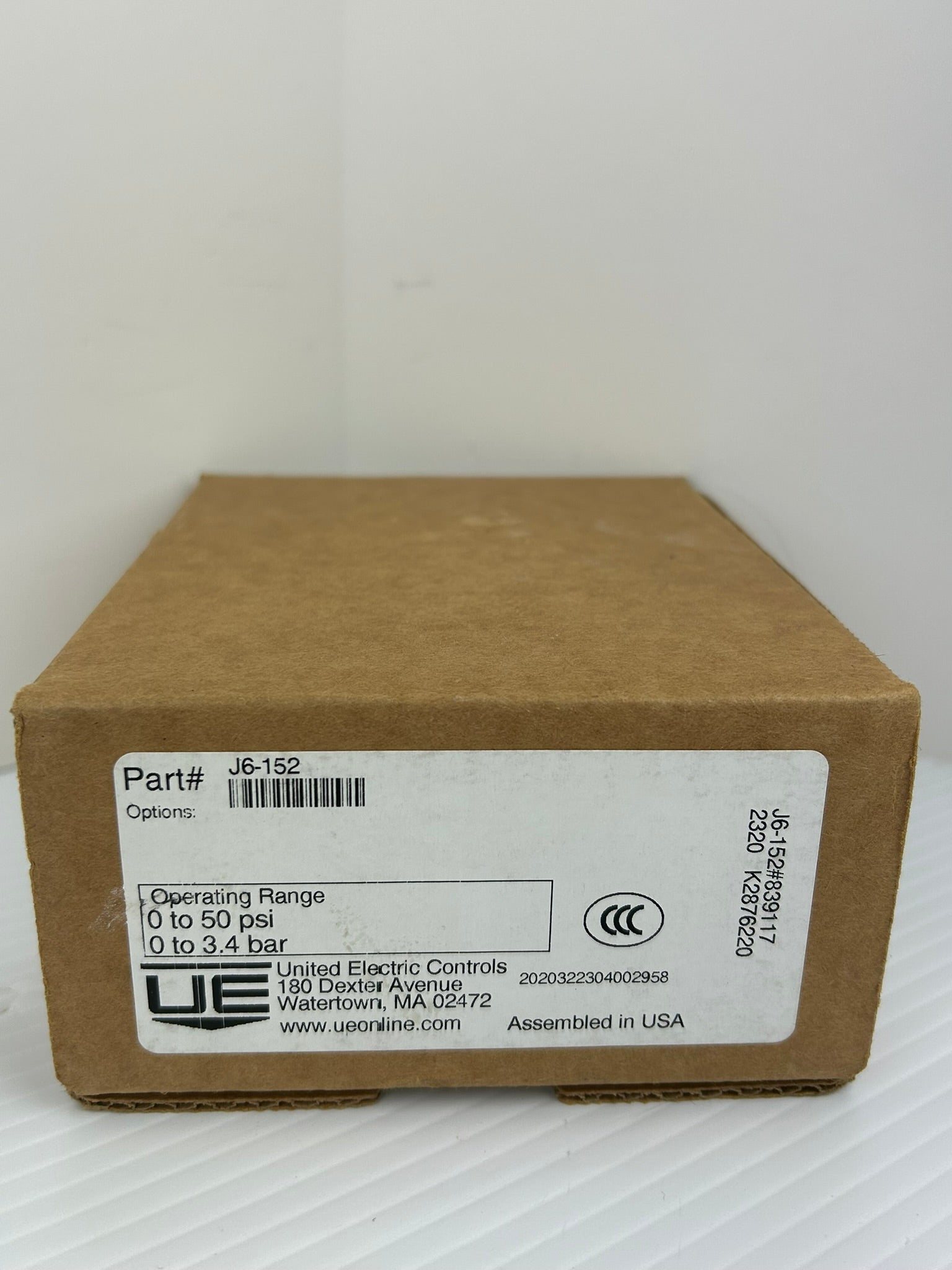 United Electric Controls J6-152 Pressure Switch 0-50PSI 0-3.4bar