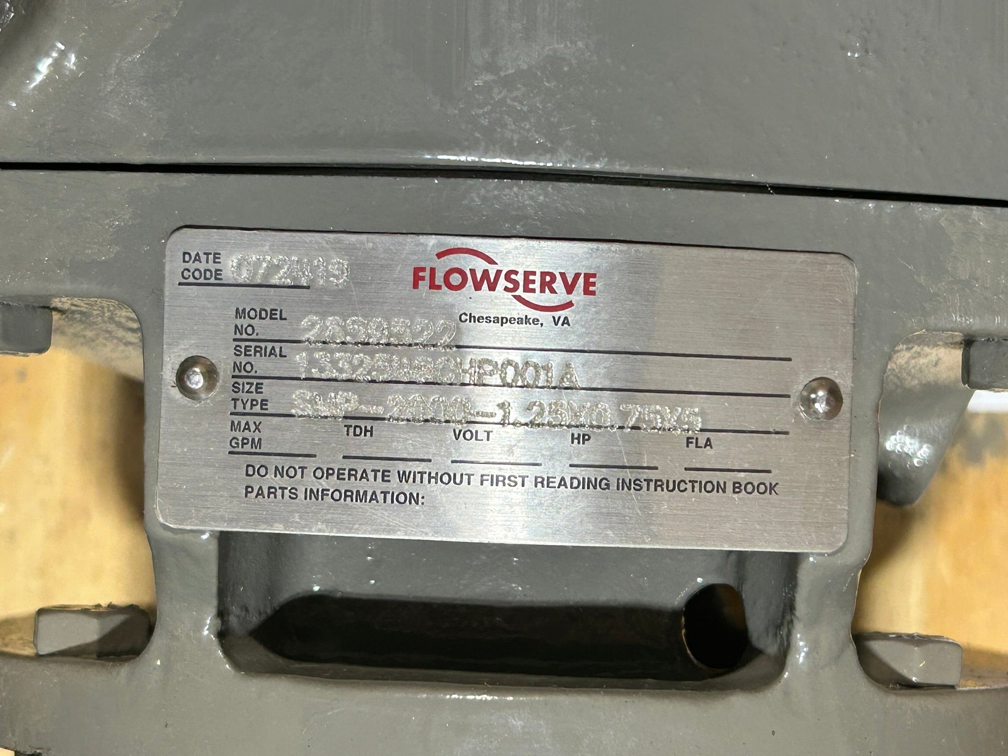 Flowserve SMP-2000-1.25X0.75X5 Centrifugal Pump w/ Baldor Reliance CM3541 Motor