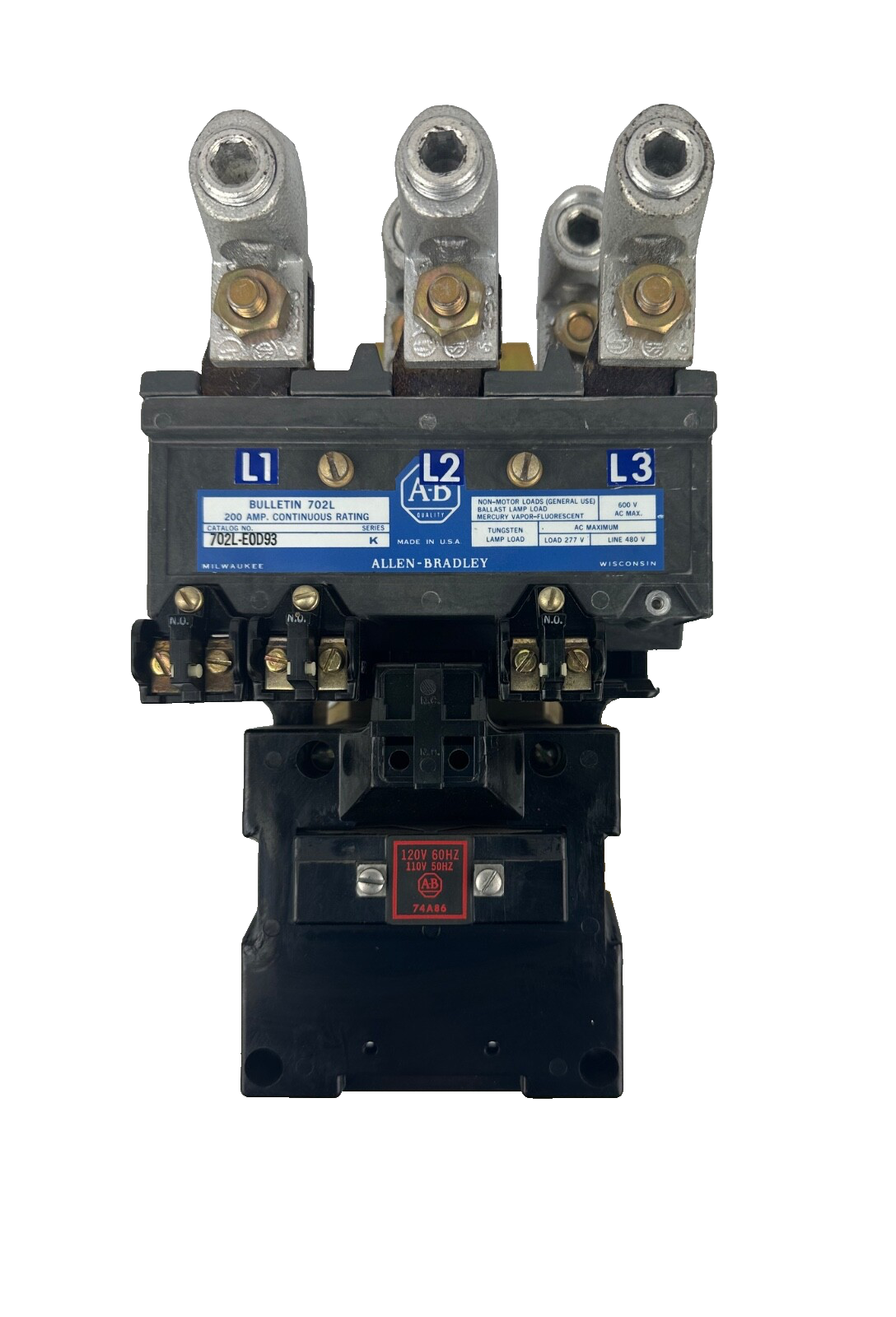 Allen Bradley 702L-E0D93 Contactor 702L Bulletin 200 Amp Series K