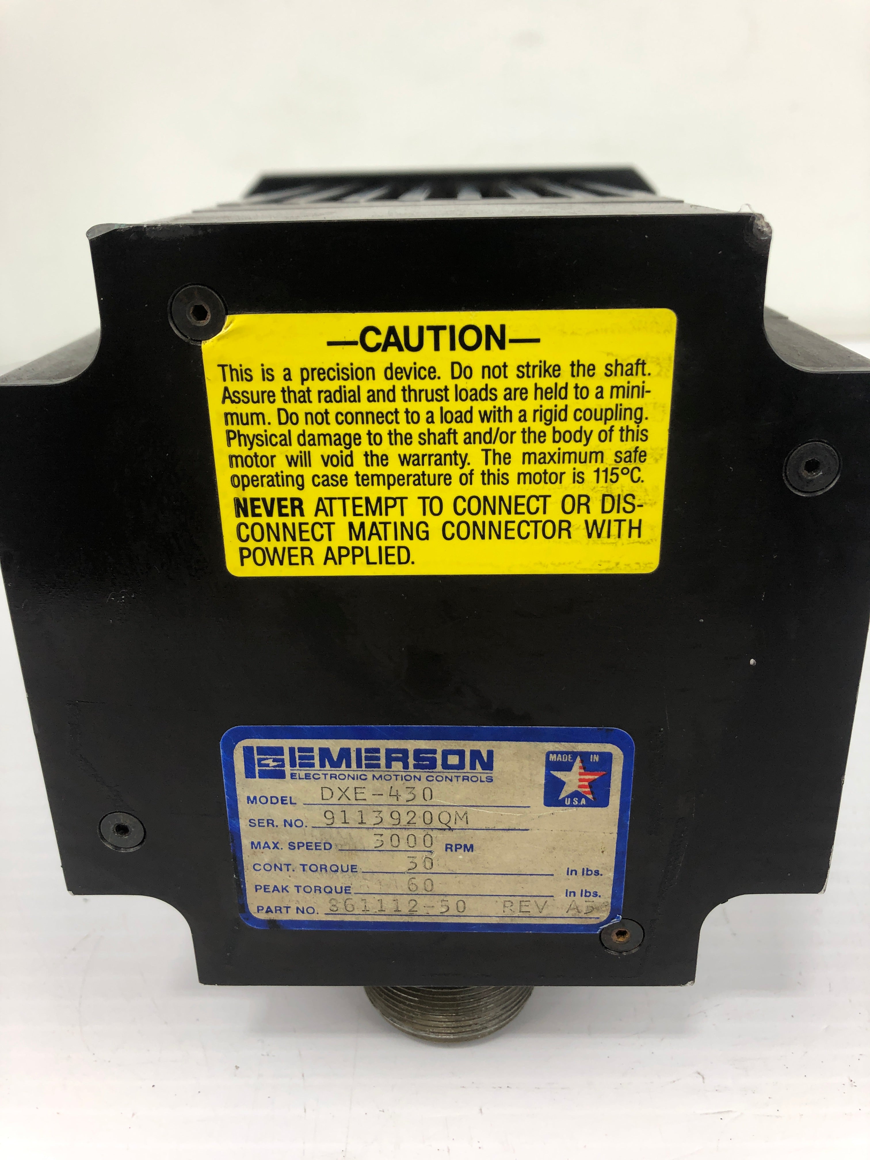 Emerson DXE-430 Servo Motor 3000 RPM 861112-50 Rev A5