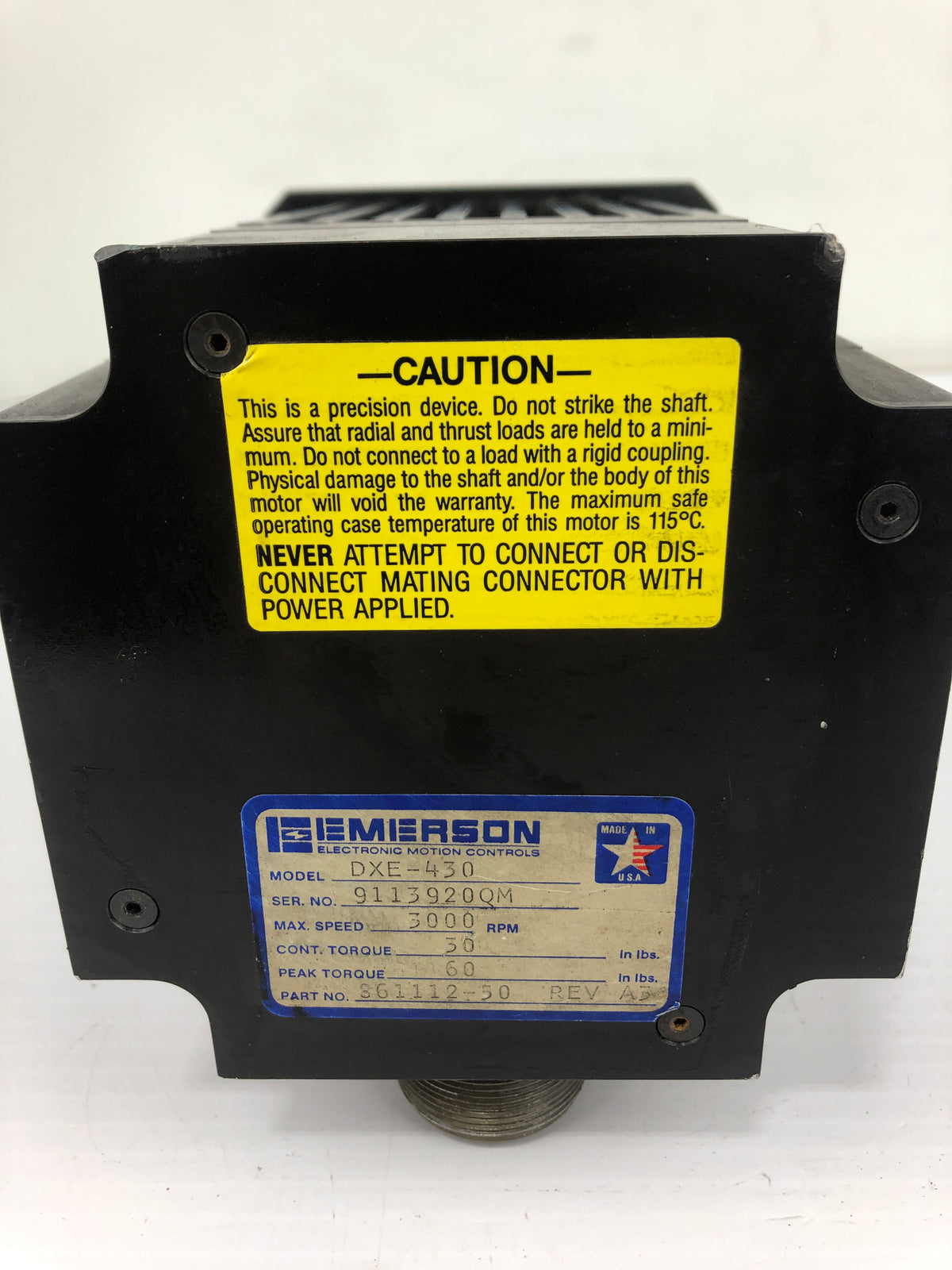 Emerson 3000 RPM 861112-50 Rev A5 DXE-430 Servo Motor