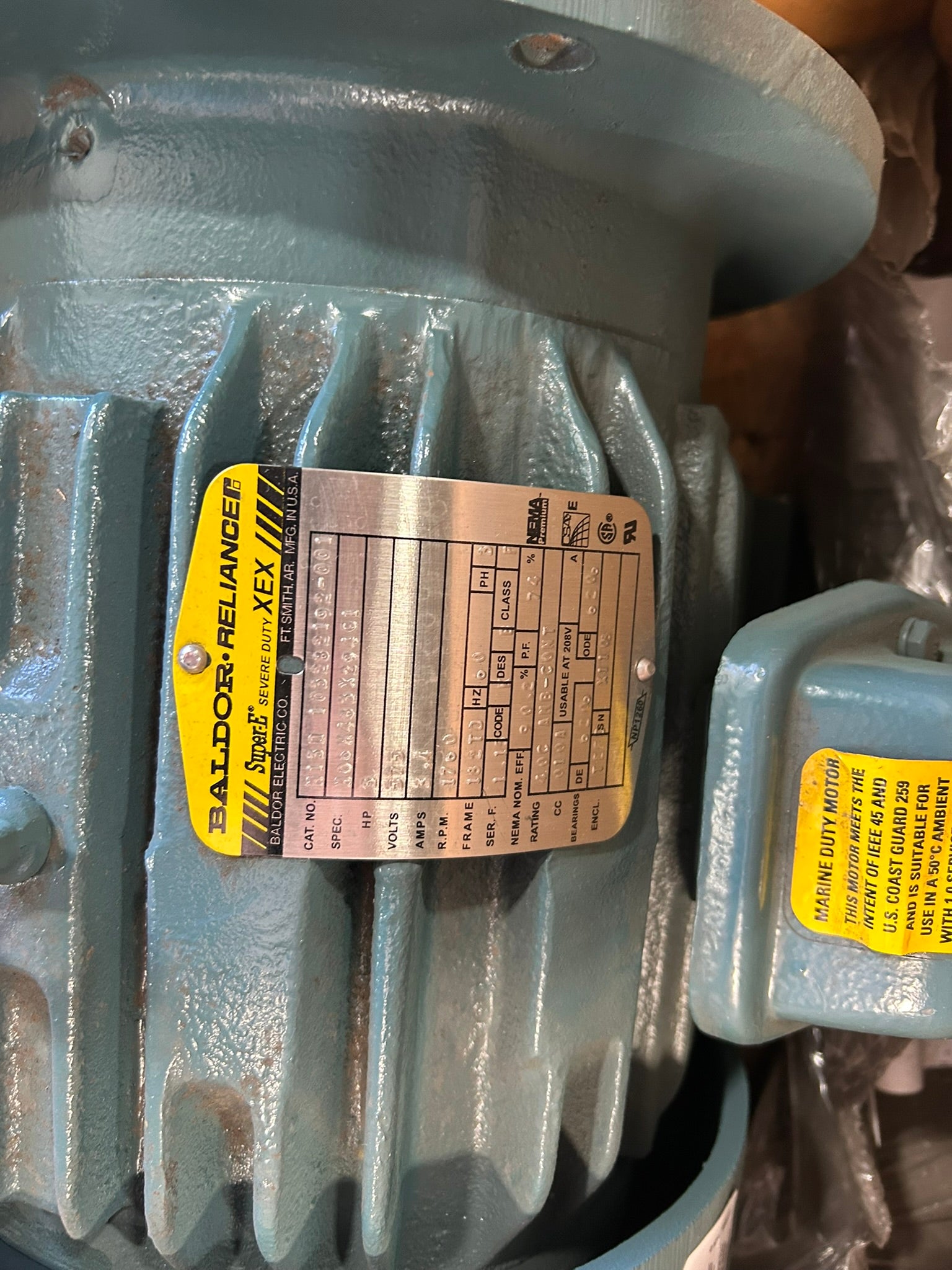 Baldor-Reliance M13D 103282192-001 Super-E XEX Motor 5HP 3PH 1760RPM 182TD