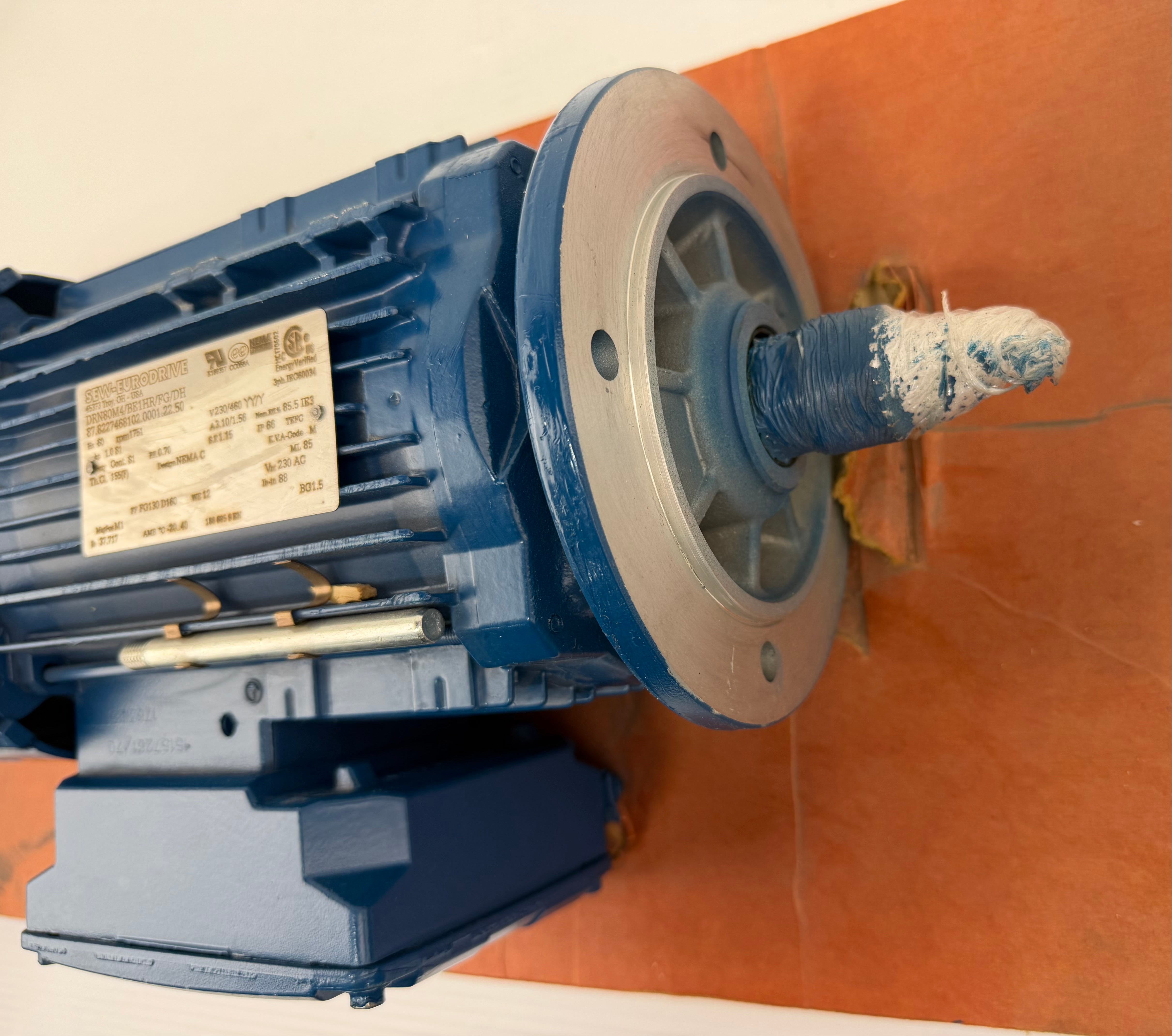 SEW Eurodrive DRN80M4/BE1HR/FG/DH 1HP AC Motor 230/460V 3PH 1751RPM TEFC