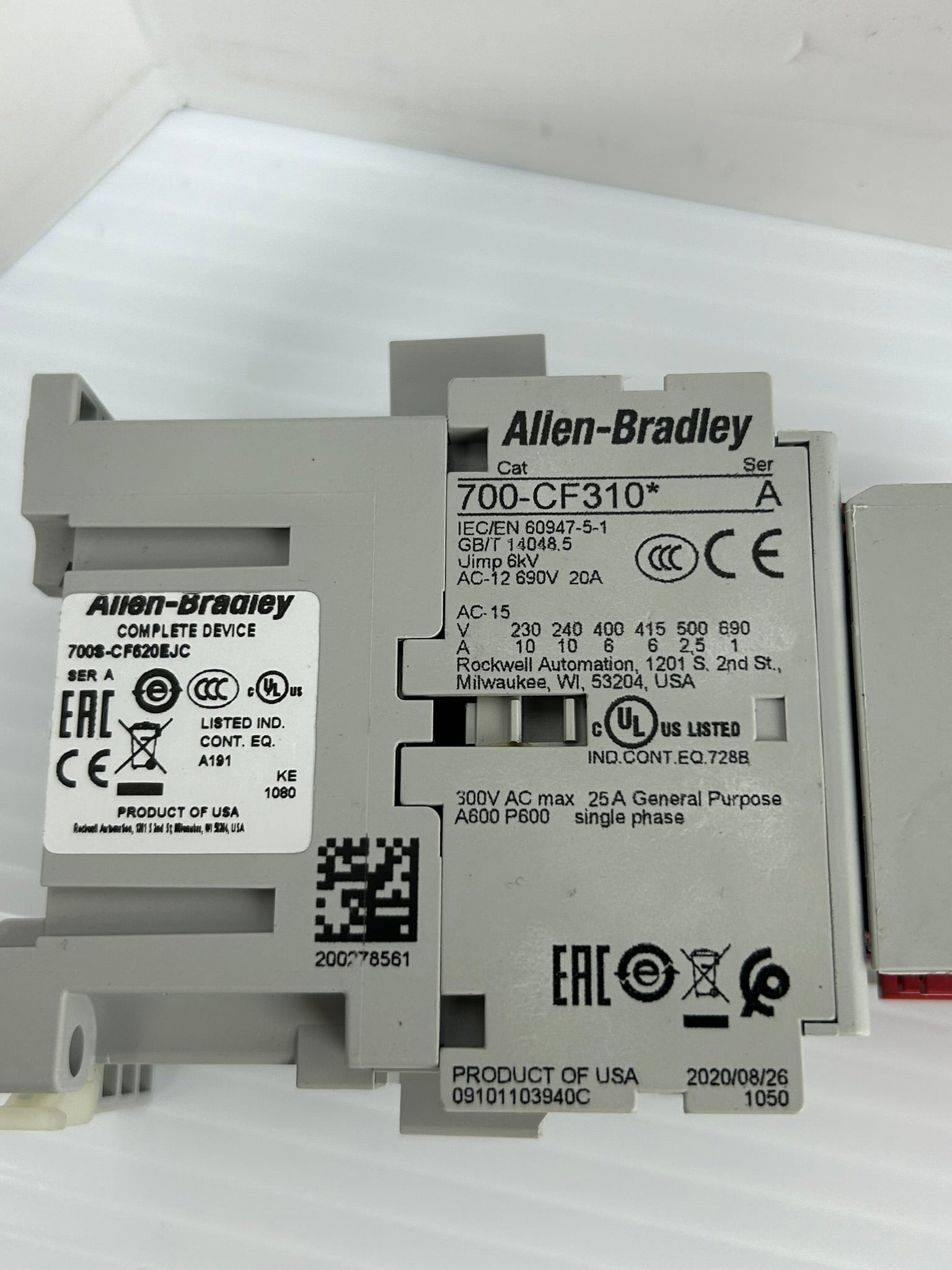 Allen-Bradley 700S-CF620EJC Relay & 700-CF310* Contactor & 100S-F Aux. Contact