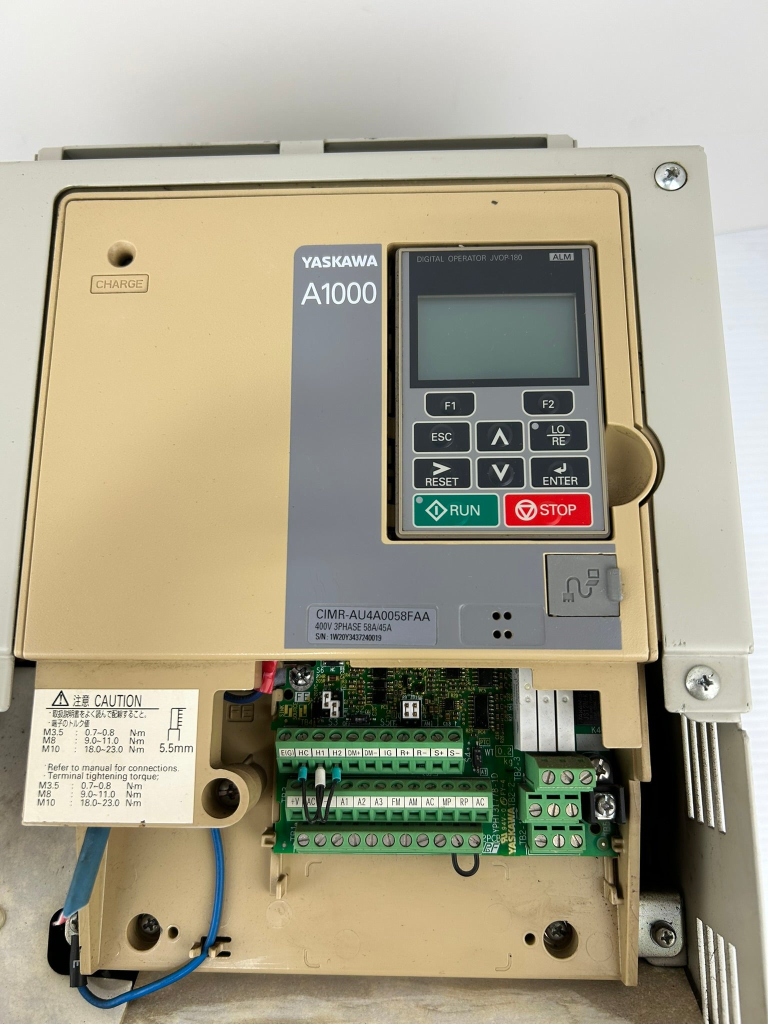 Yaskawa Electric CIMR-AU4A0058FAA Industrial AC Drive Rev E - Missing Top Cover