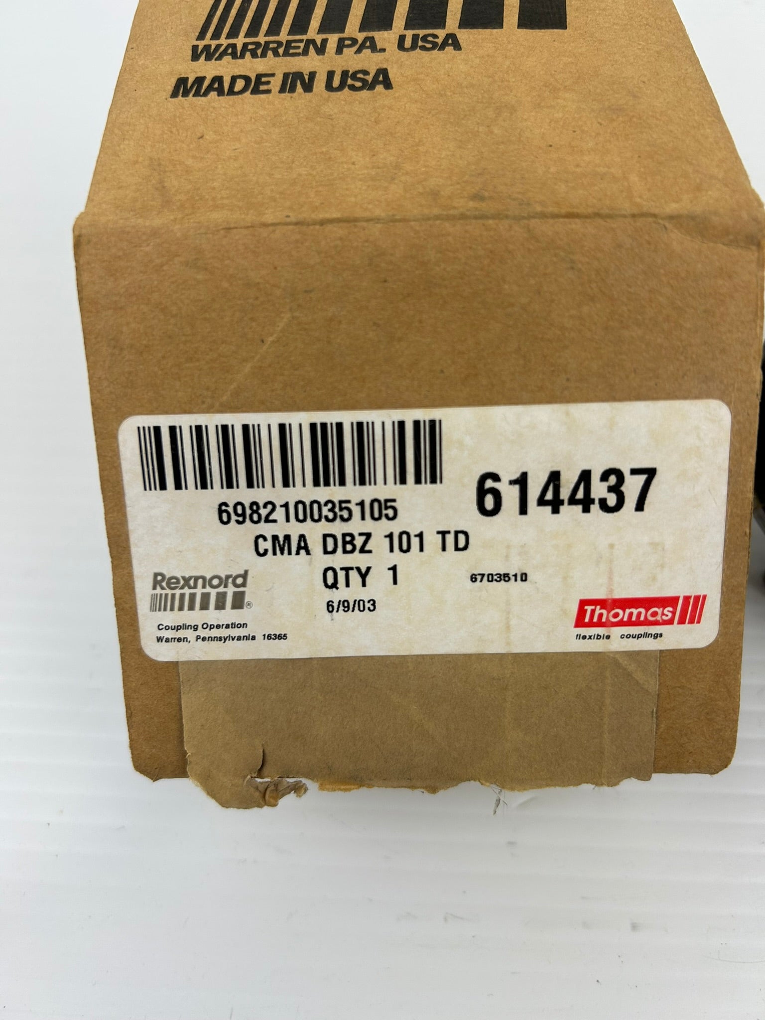 Rexnord 614437 Coupling Coupled Split Assembly CMA DBZ 101 TD Thomas