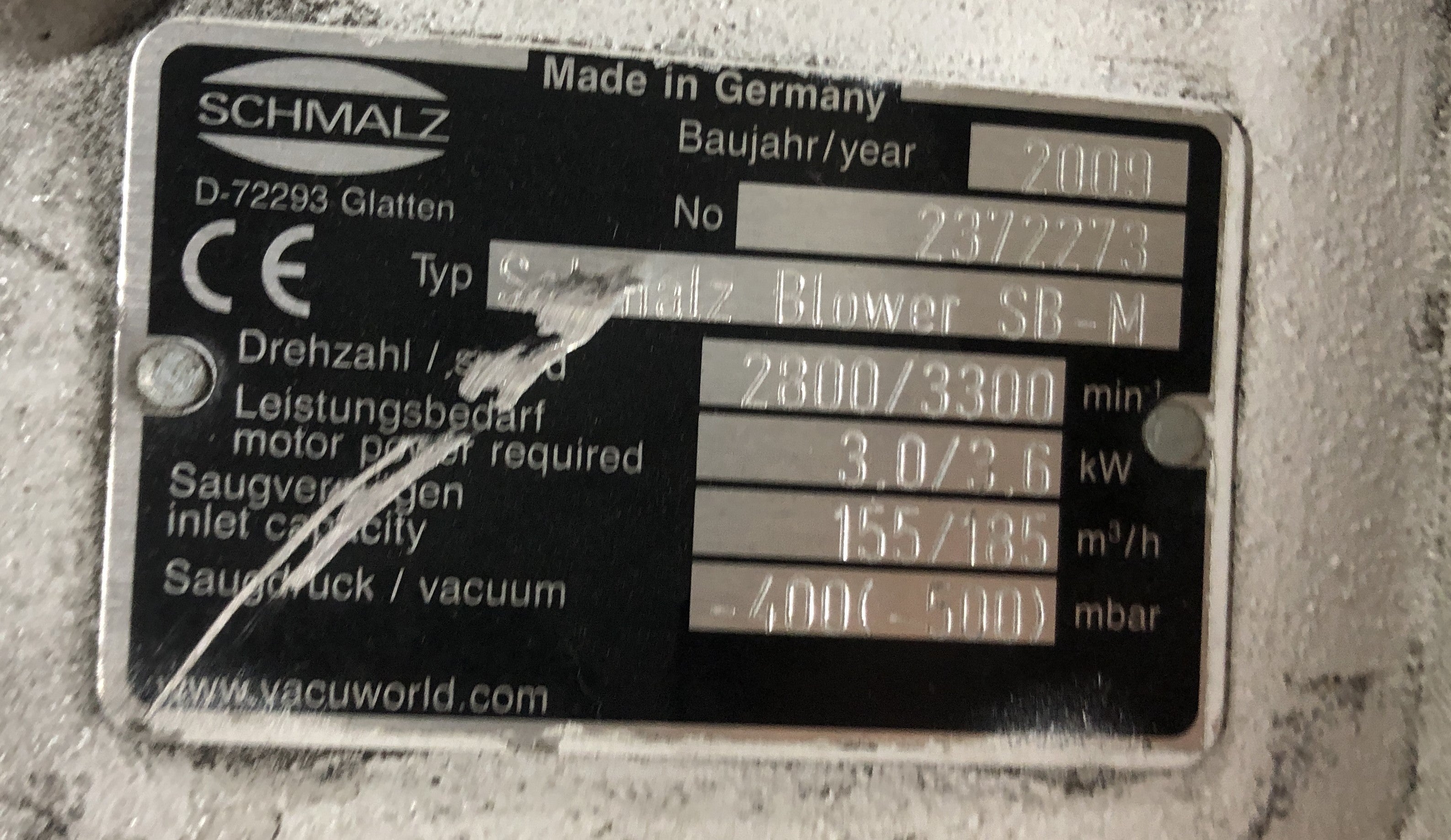 Schmalz Vacuum Blower SB-M 2372273 with Motor