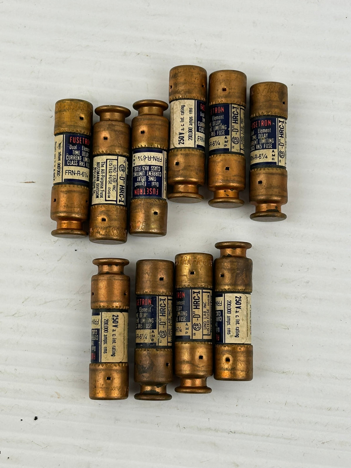 Lot of 13 - 6 Amp Industrial Fuses Tested Working Fusetron Littelfuse Amp-Trap