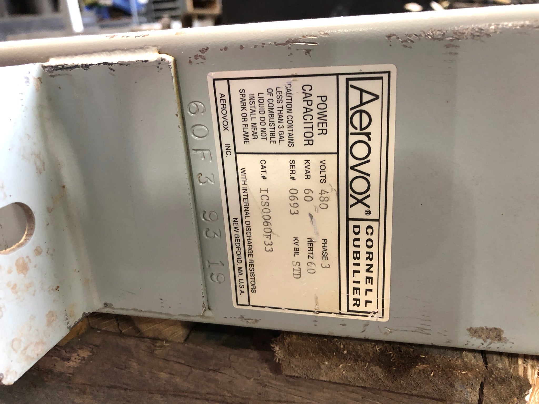 Aerovox ICS0060F33 Power Capacitor Cornell Dubilier 60KVAR 480V 3 Phase 60 Hz