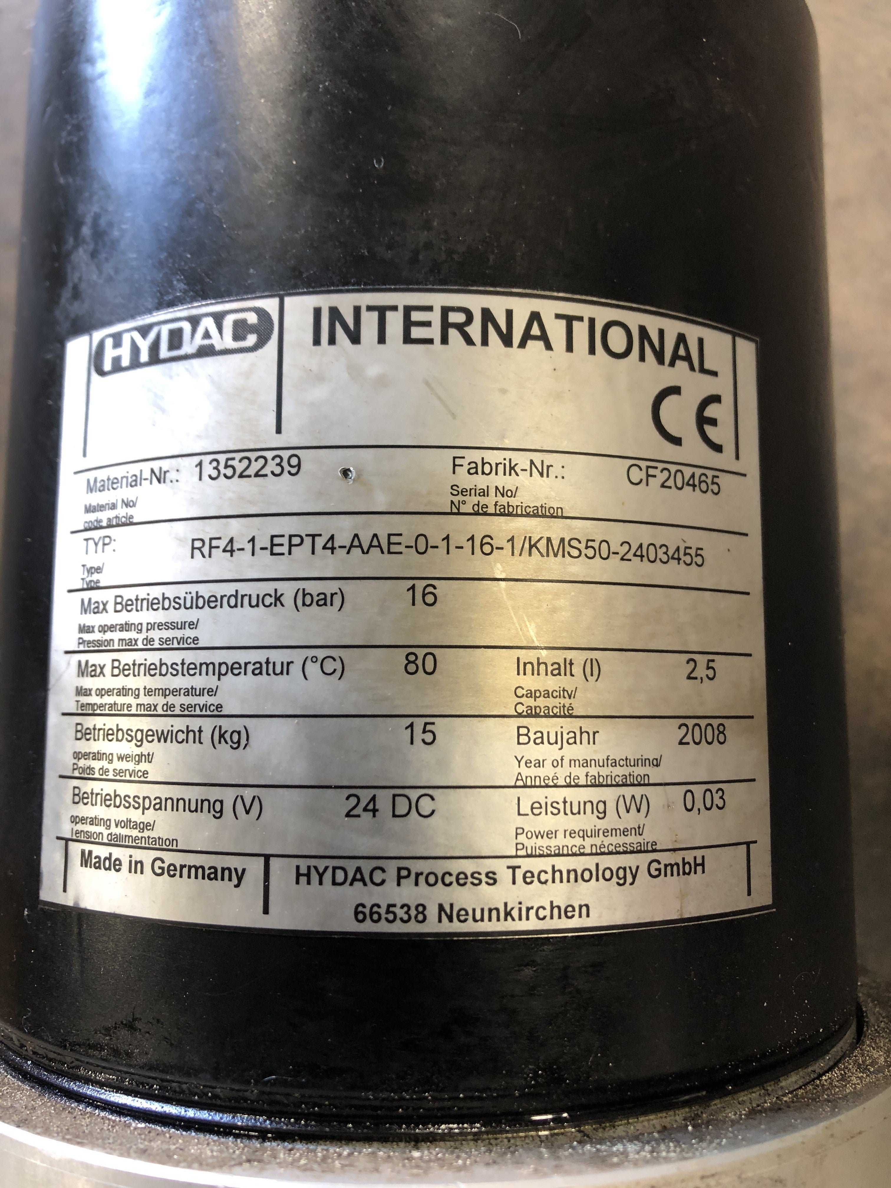 Hydac RF4-1-EPT4-AAE-0-1-16-1/KMS50-2403455 Backflushing Filter F05F07-N-DS-14A