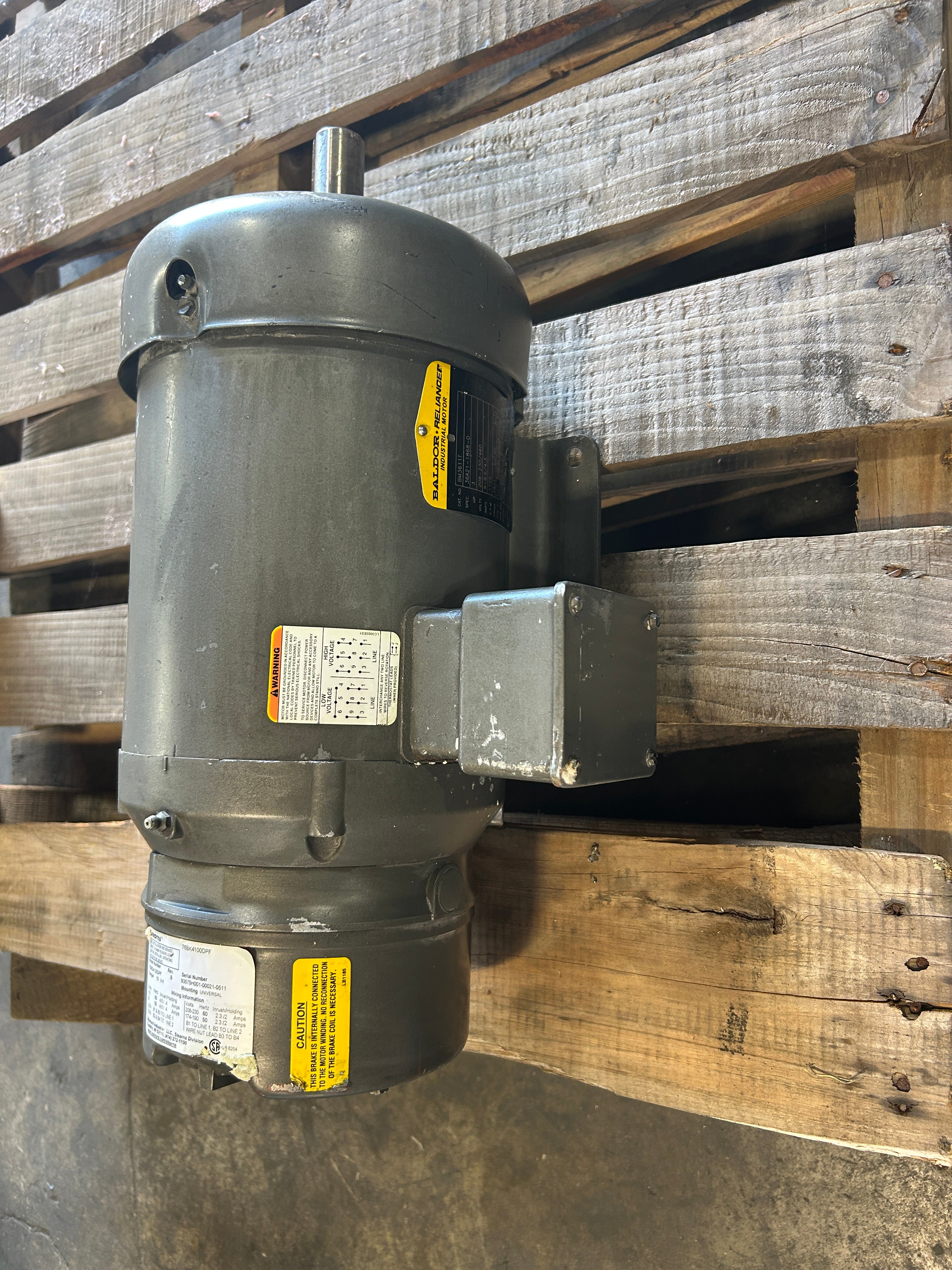 Baldor Reliance BM3611T Motor 3HP with Stearns 76BK4100DPF Brake 105604100DPF
