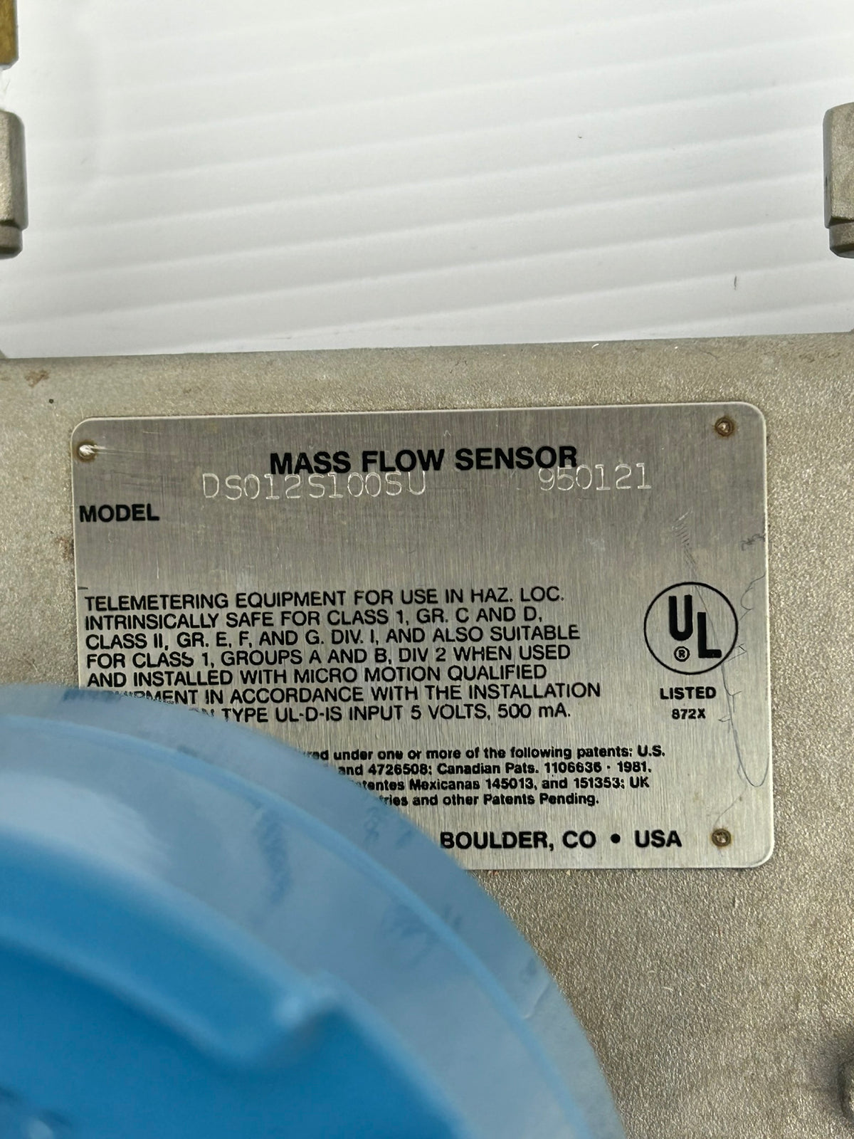 Micro Motion DS012S100SU Mass Flow Sensor Transmitter 08353