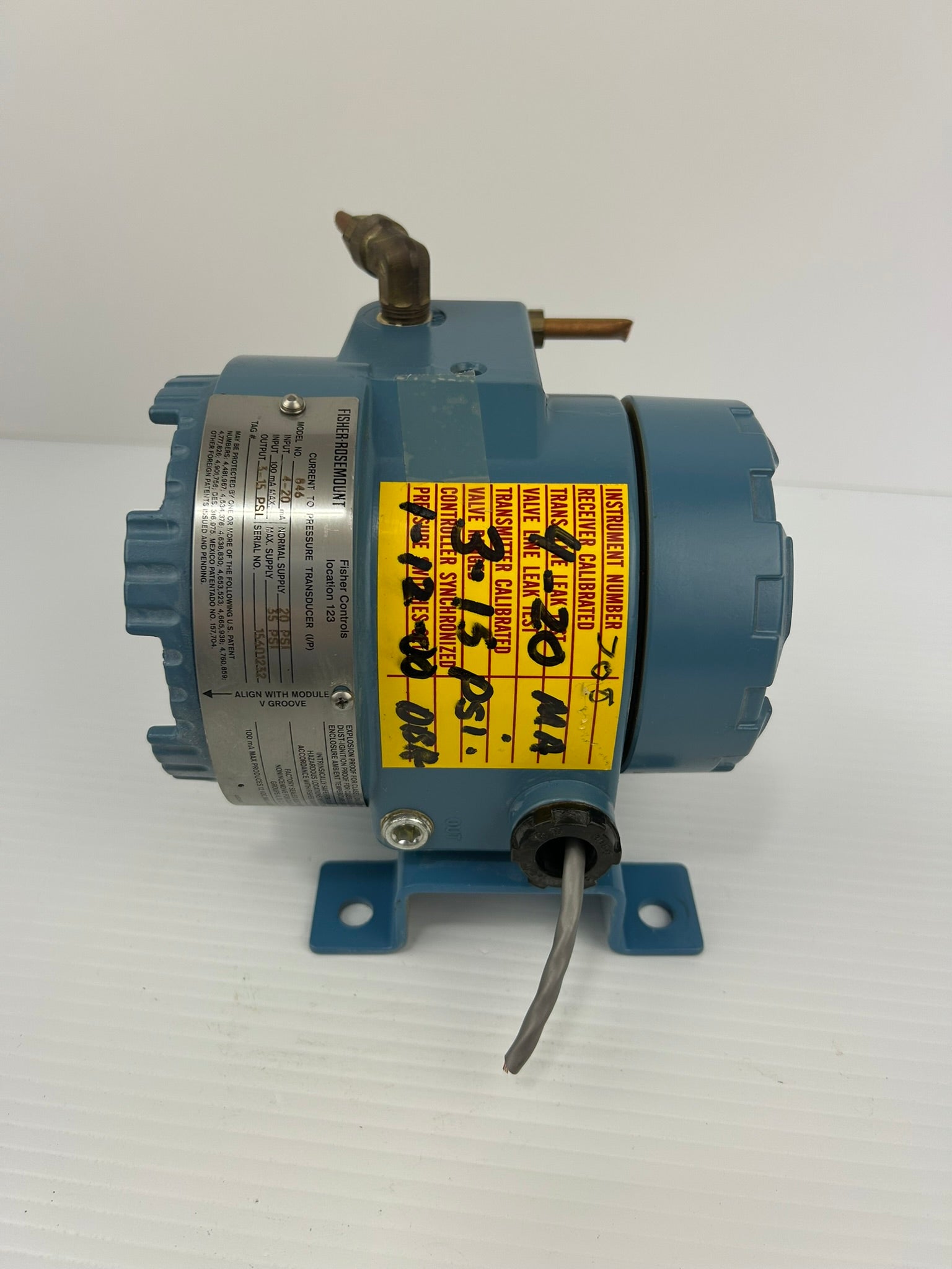 Fisher Rosemount 846 Current to Pressure Transducer - No Pressure Gauge