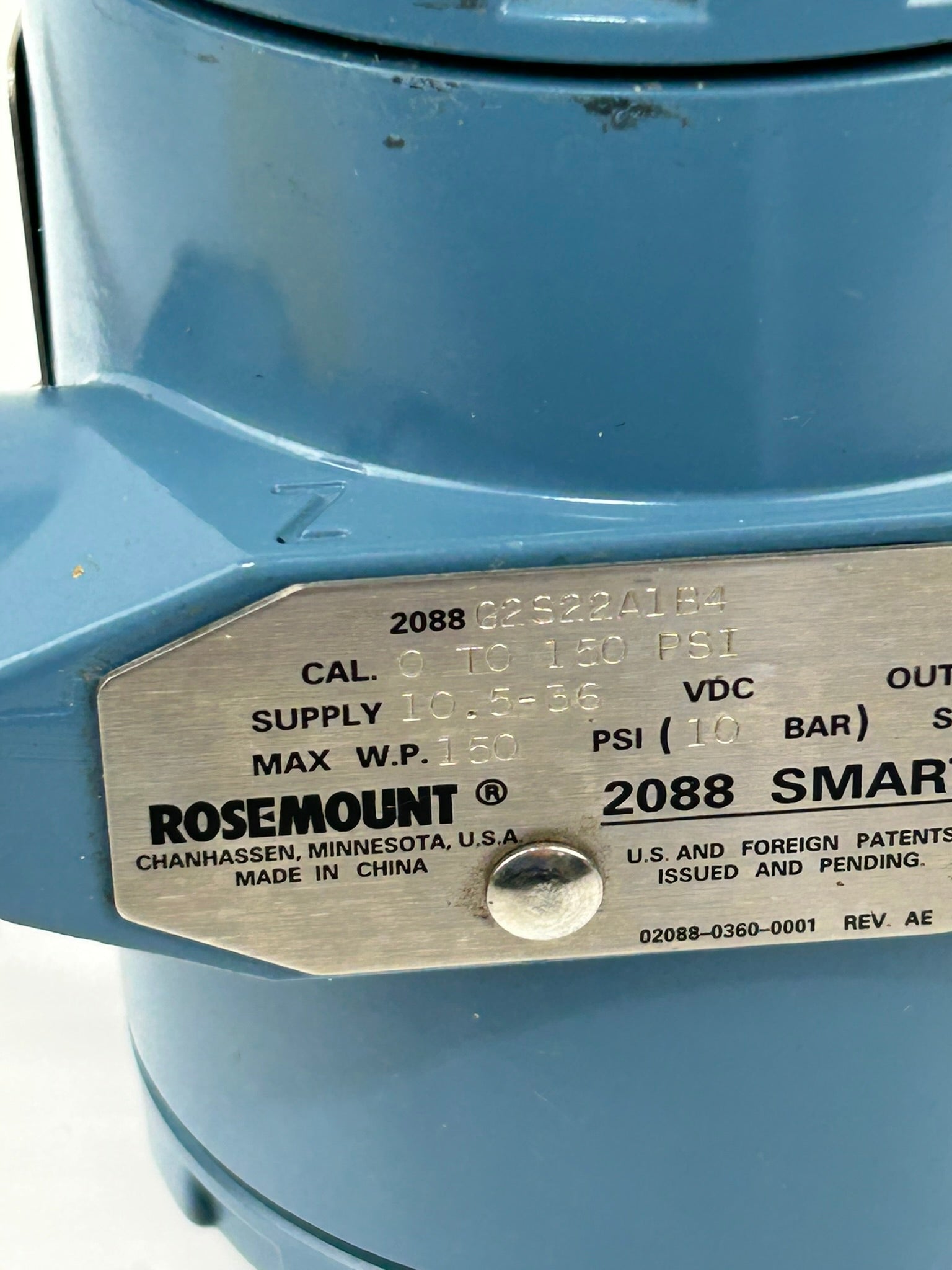 Rosemount 2088G2S22A1B4 Pressure Transmitter Rev AA 02088-0061-0017