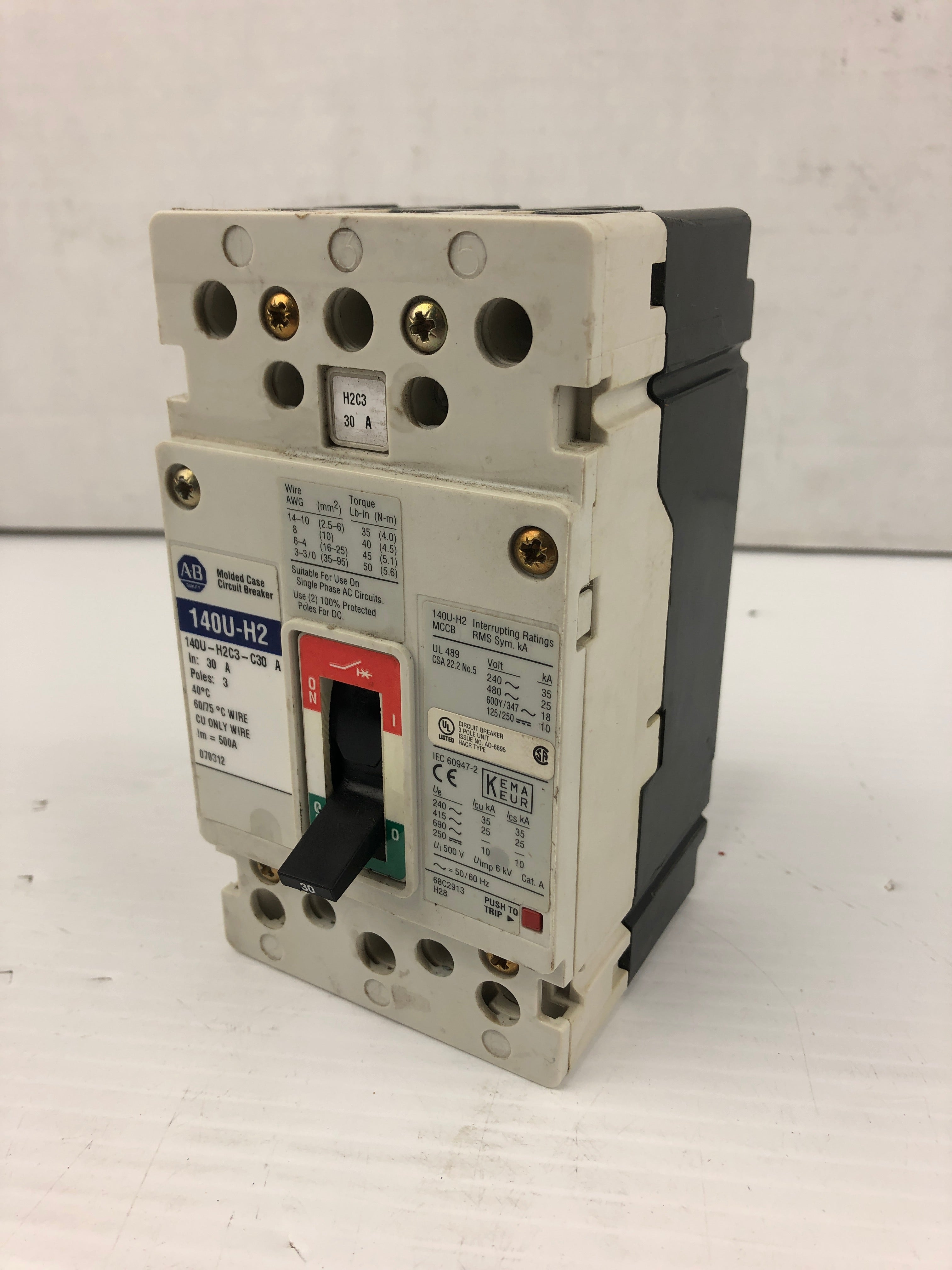 Allen-Bradley 140U-H2 Molded Case Circuit Breaker 30A