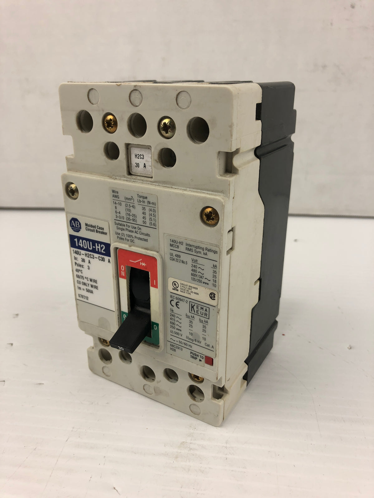 Allen-Bradley 140U-H2 Molded Case Circuit Breaker 30A