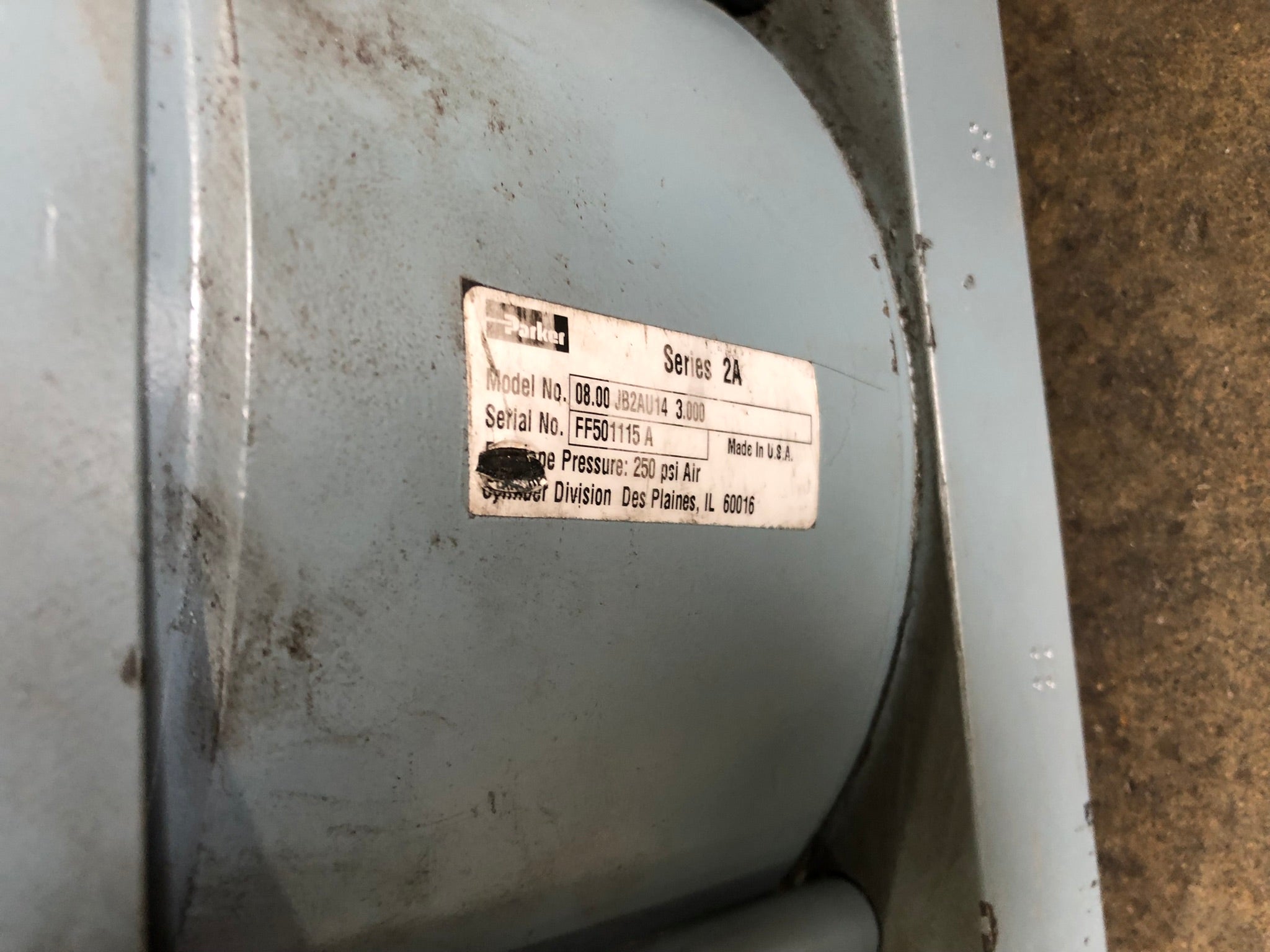 Parker 08.00 JB2AU14 3.000 Hydraulic Cylinder Series 2A 250 PSI