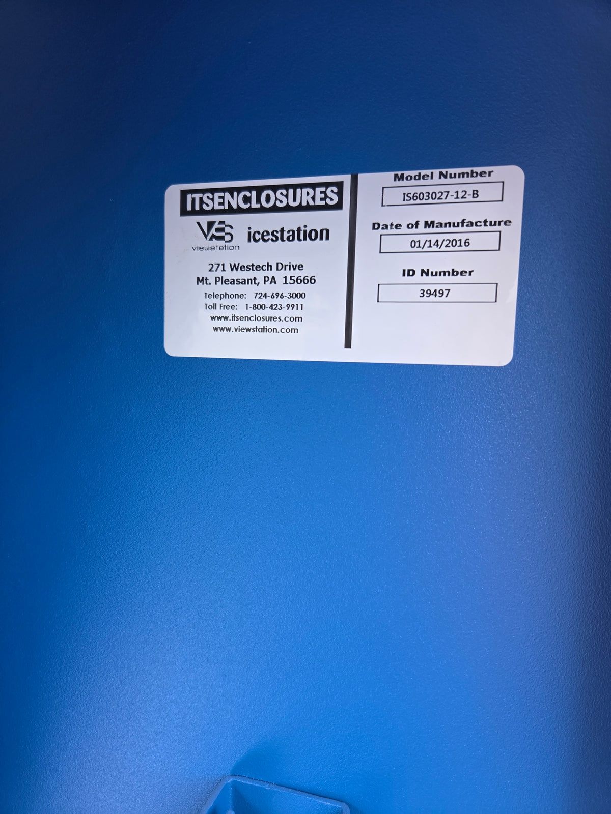 ITS Enclosures IS603027-12-B Icestation Mobile Computer Cabinet Enclosure 39497