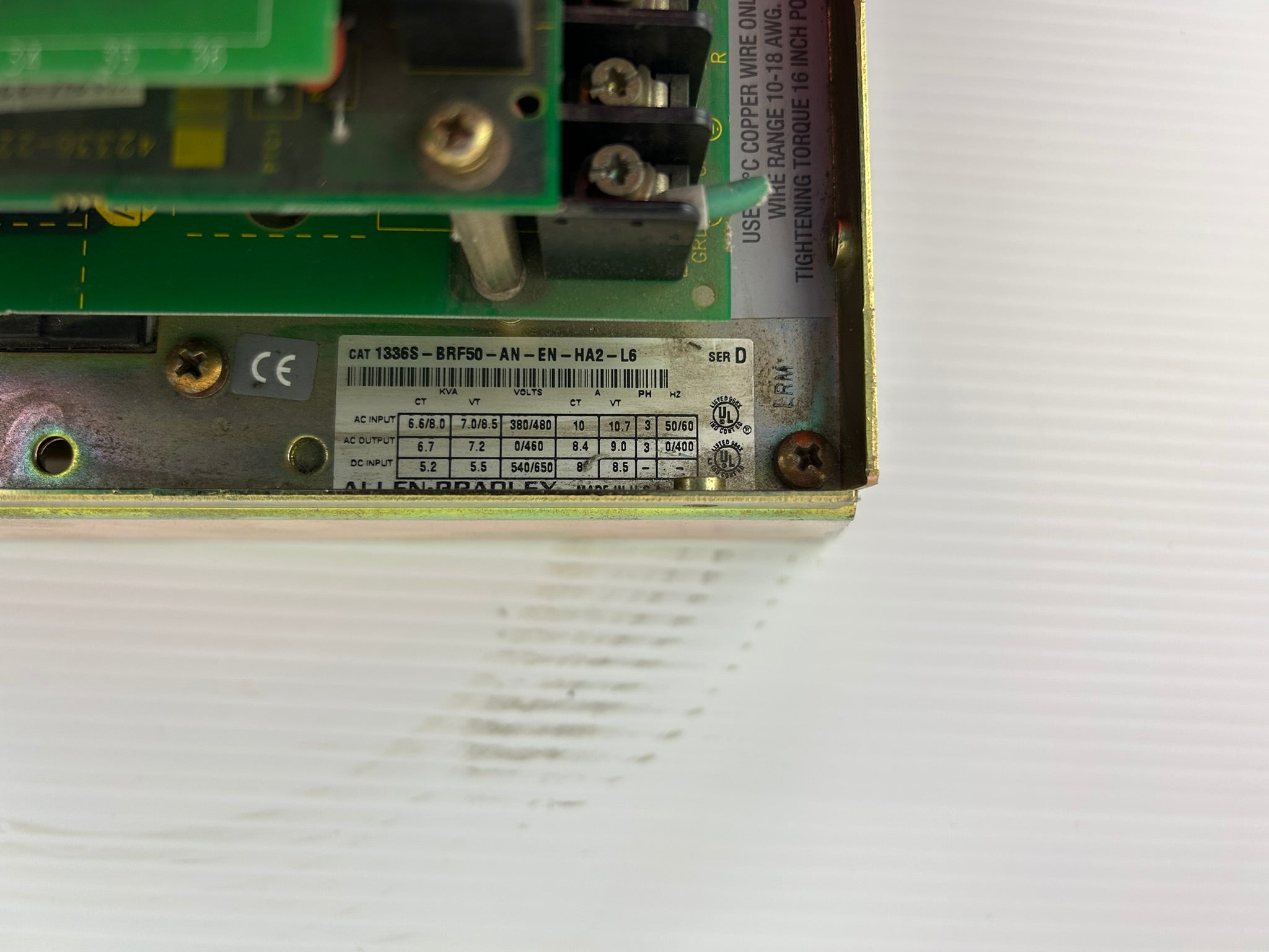 Allen Bradley 1336S-BRF50-AN-EN-HA2-L6 AC Drive Series D - NO TOP COVER