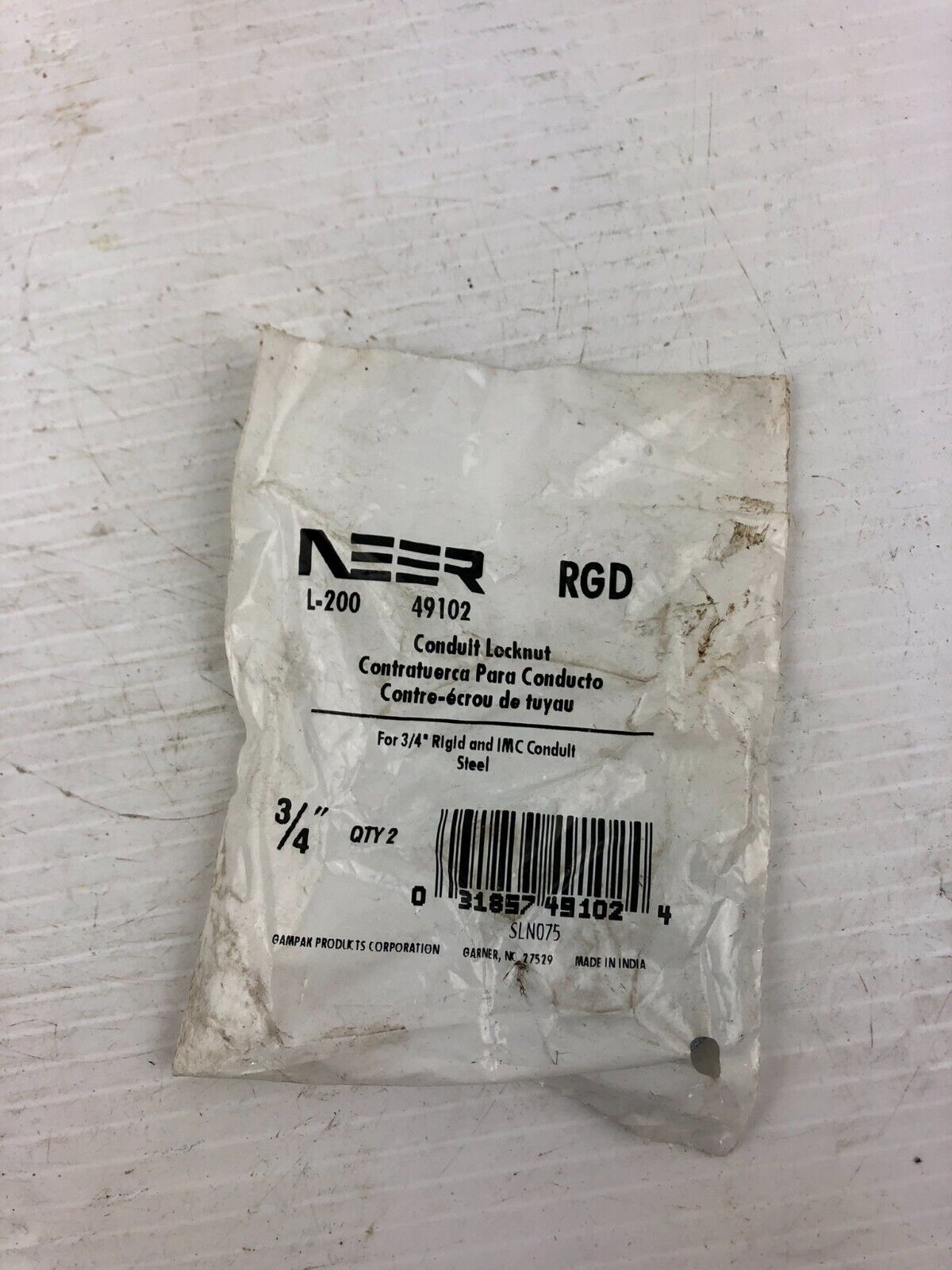 Neer L-200 Conduit Locknut 49102 3/4" - Bag of 2