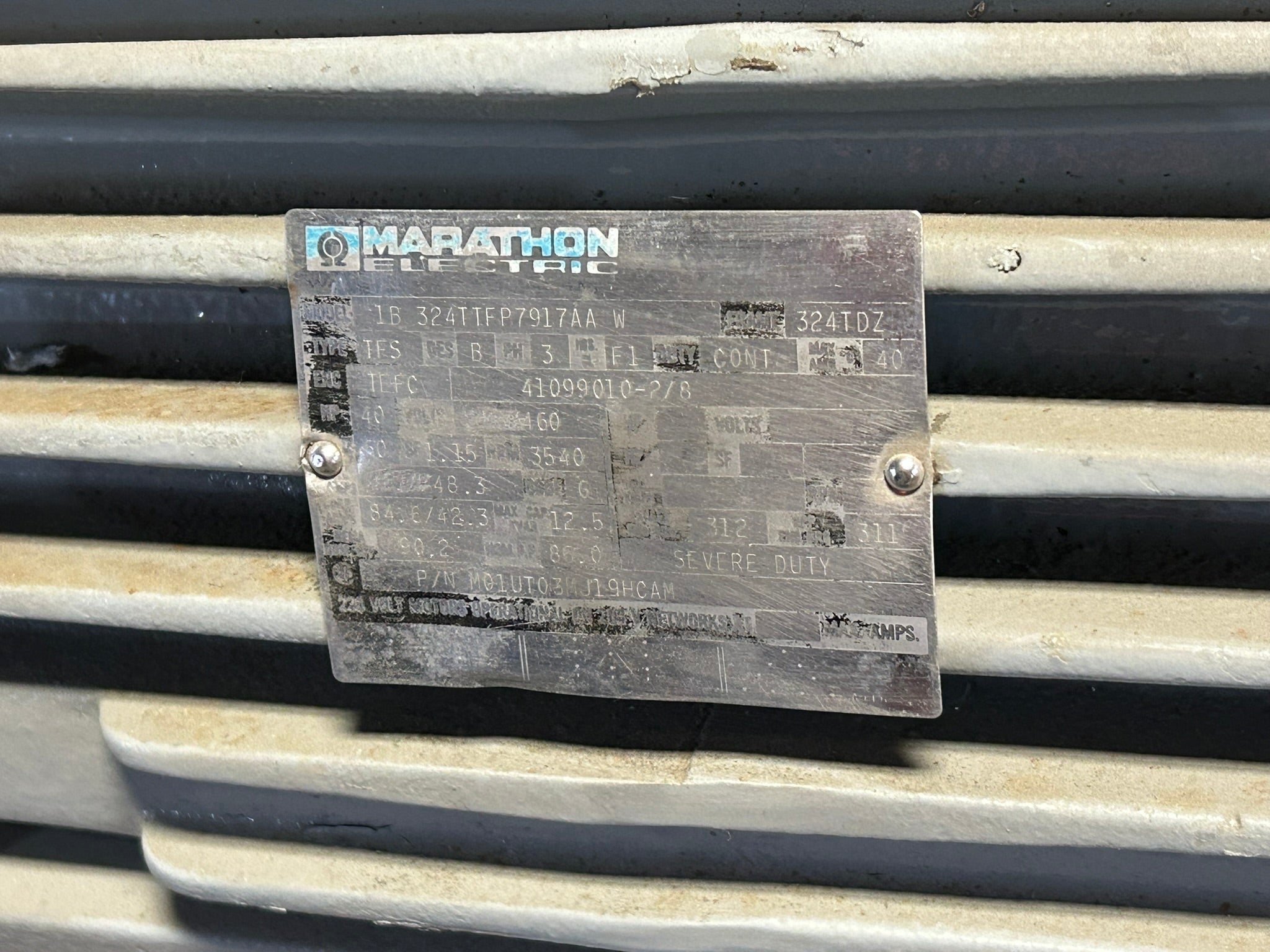 Marathon Electric 1B324TTFP7917AAW AC Motor 3 PH 40 HP 3540 RPM