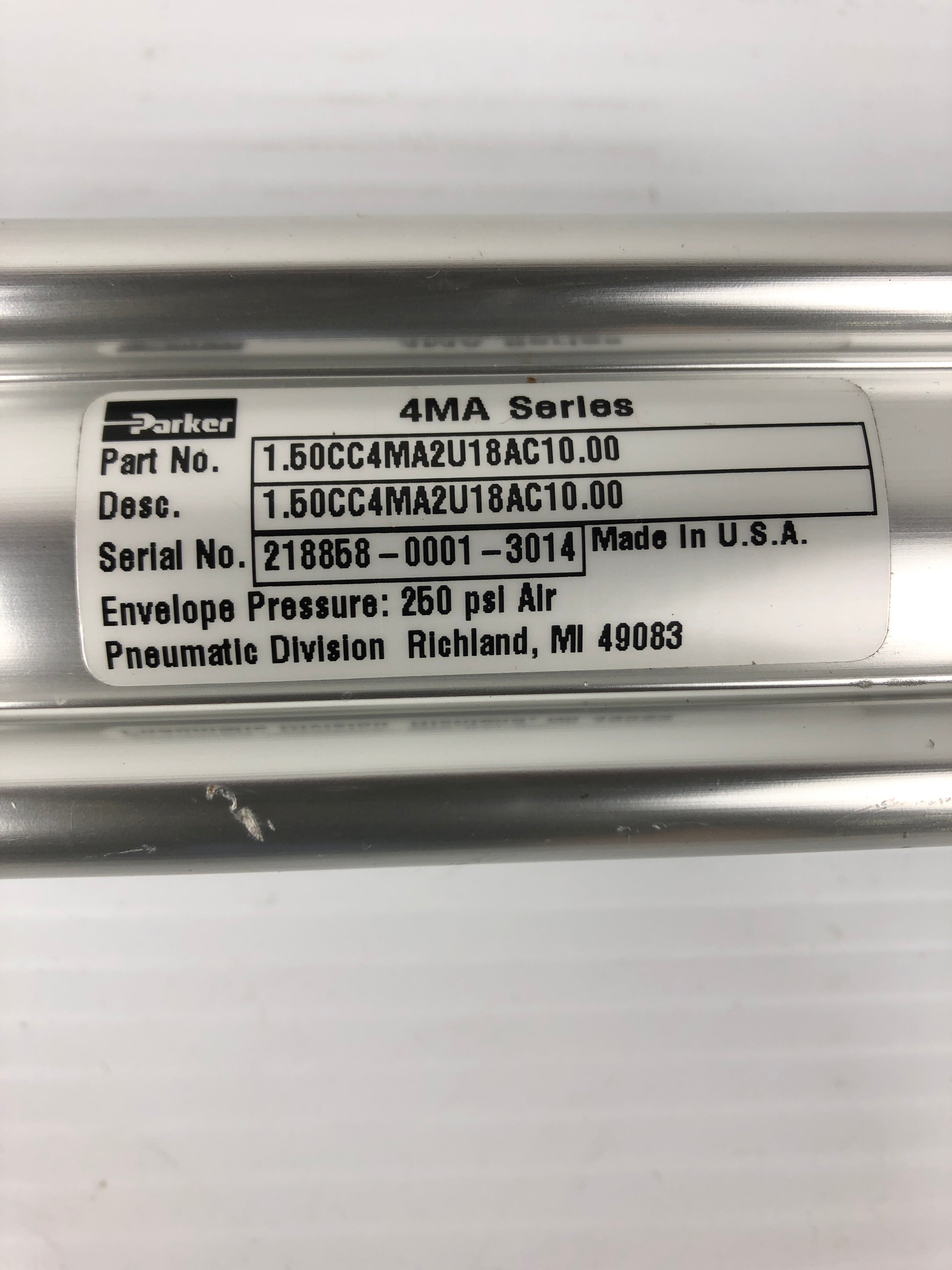 Parker 1.50CC4MA2U18AC10.00 Pneumatic Cylinder 250PSI
