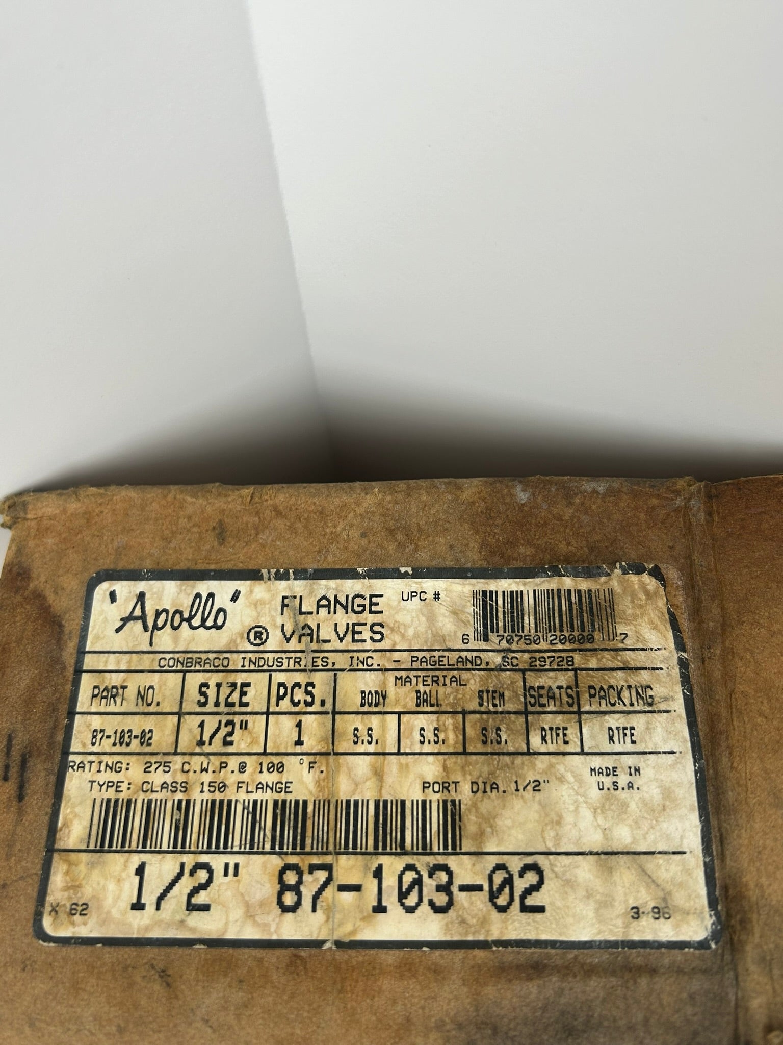 Apollo 87-103-02 Conbraco Flange Valve CF8M RTFE 1/2"