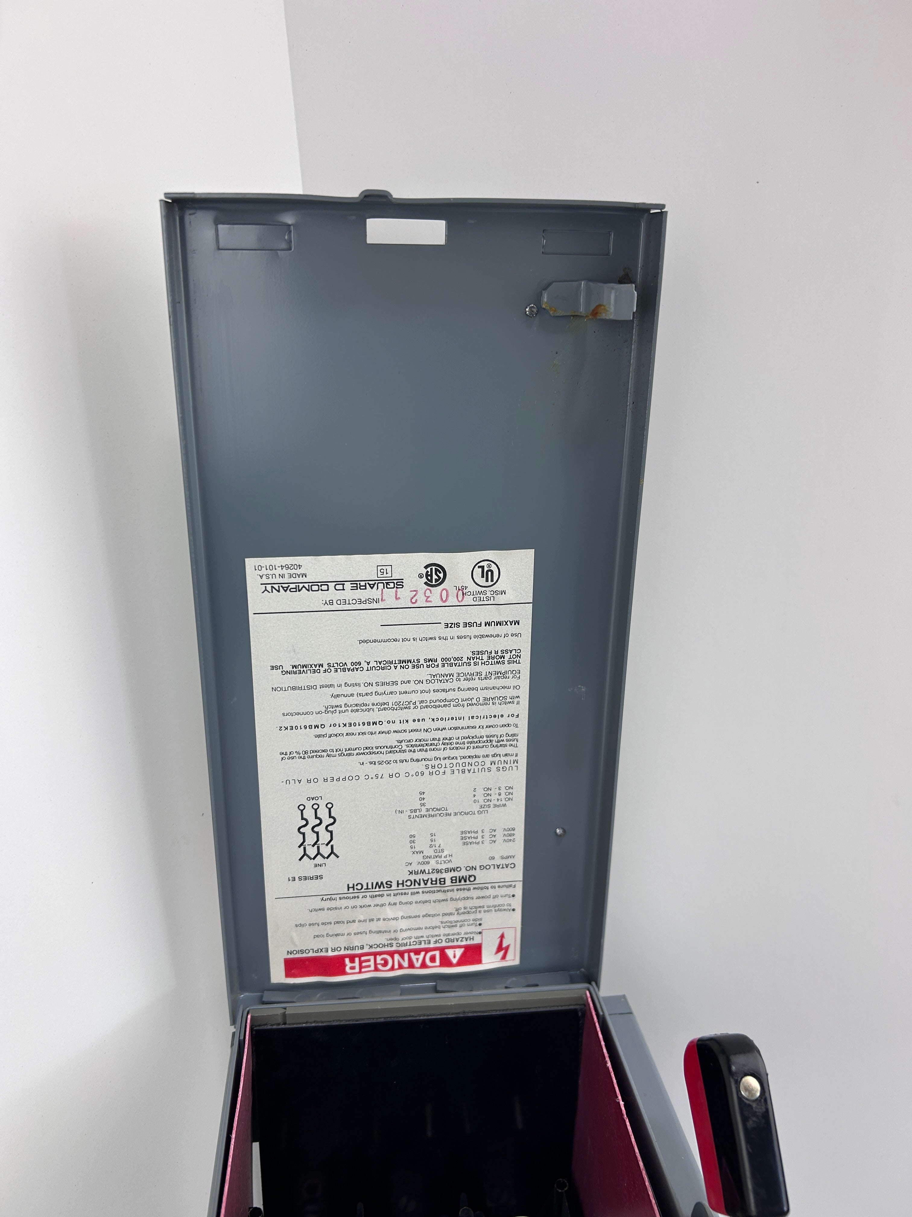 Square D QMB362TWRK Fusible Twin Branch Panelboard Switch Ser E1 60A 3PH 600 VAC