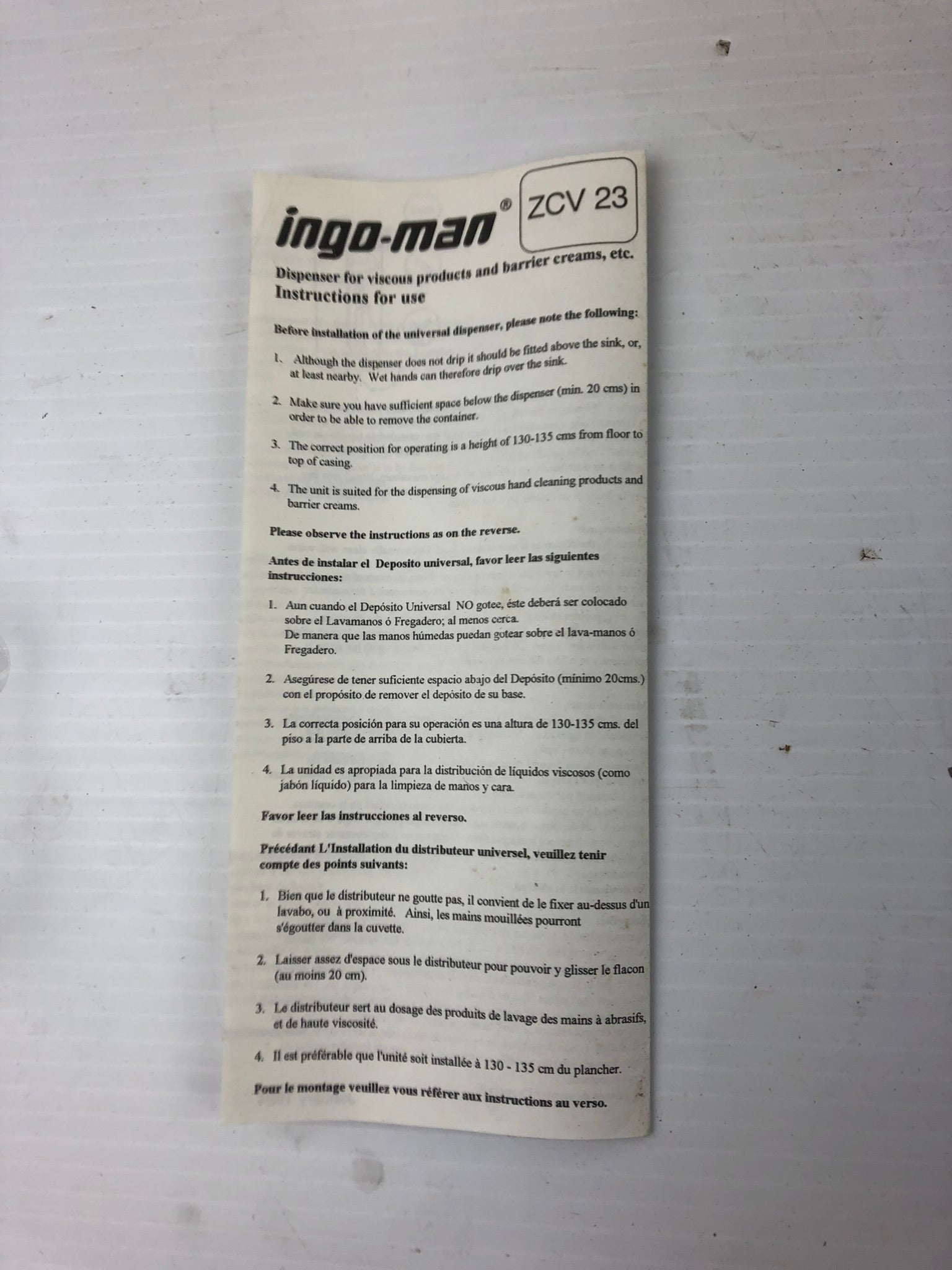 Force Industrial Ingo-Man ZCV 23 Pumice Hand Cleaner Dispenser
