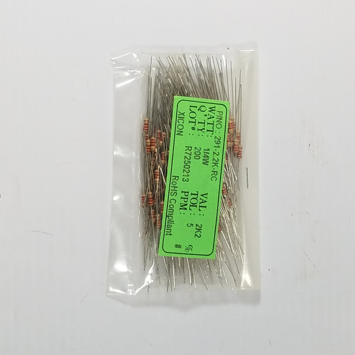 Xicon 291-2.2K-RC Resistor 1/4W 5% 2K2 (Lot of 200)