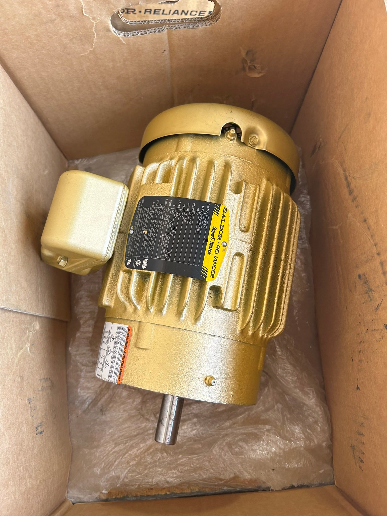 Baldor Reliance VEM3587T AC Motor 2HP 230/460V 3PH 145TC TEFC 1750 RPM