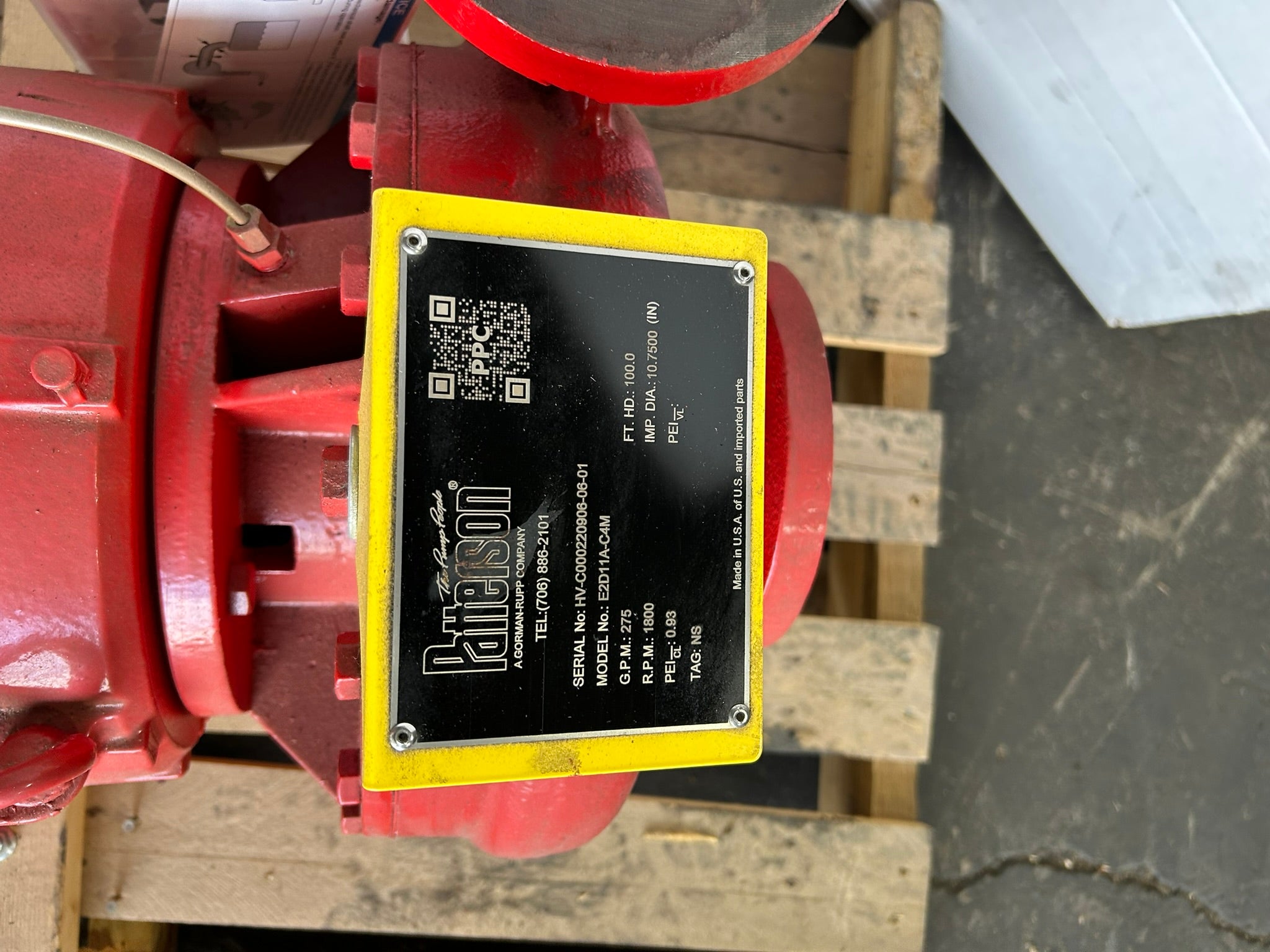 Patterson Fire Pump E2D11A-C4M 15HP WEG Motor 230/460V 1770RPM 4x3 Fire Pump