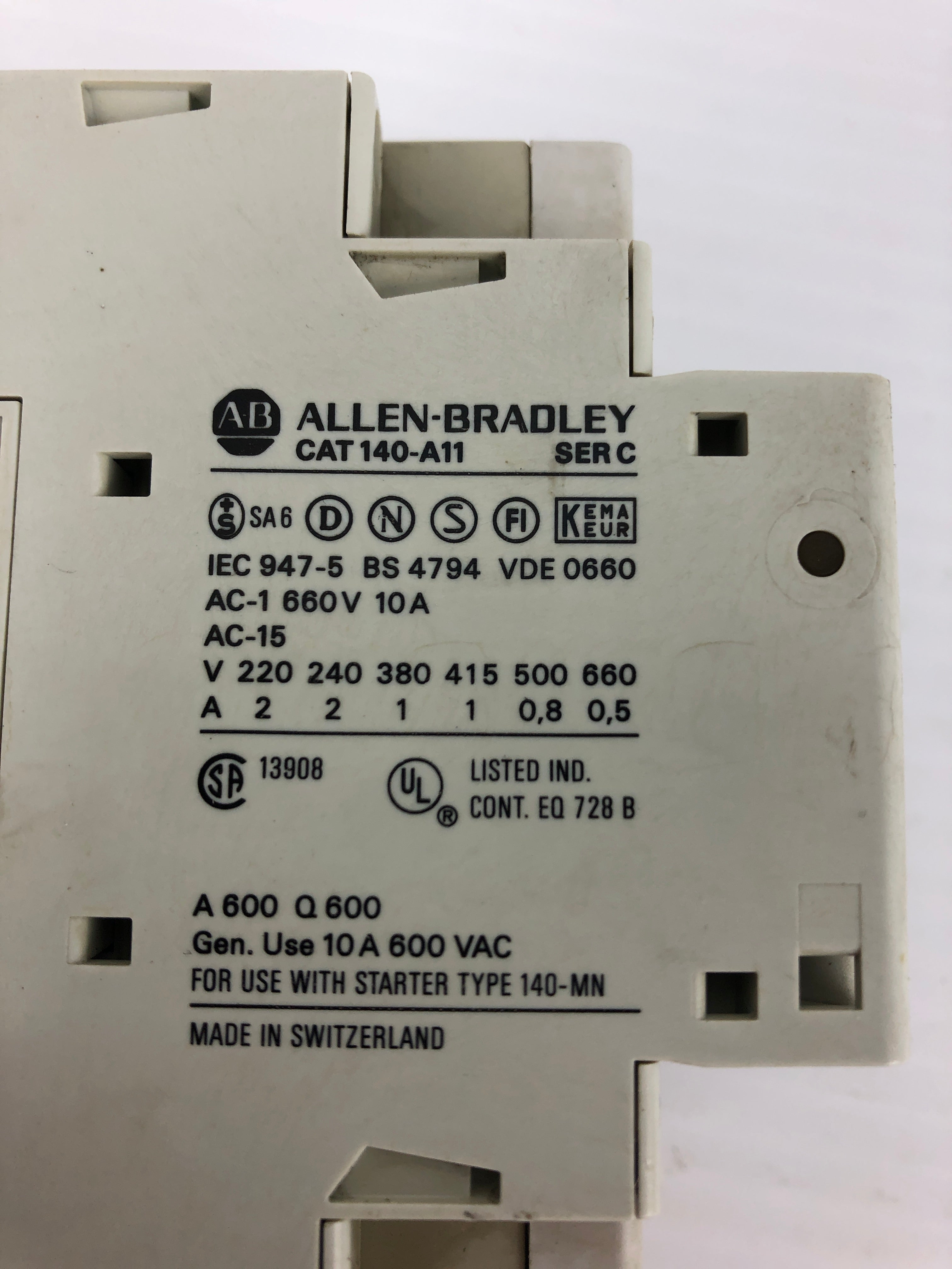 Allen Bradley 140-MN-0160 Manual Motor Starter Ser. C with 140-A11 Aux. Contact