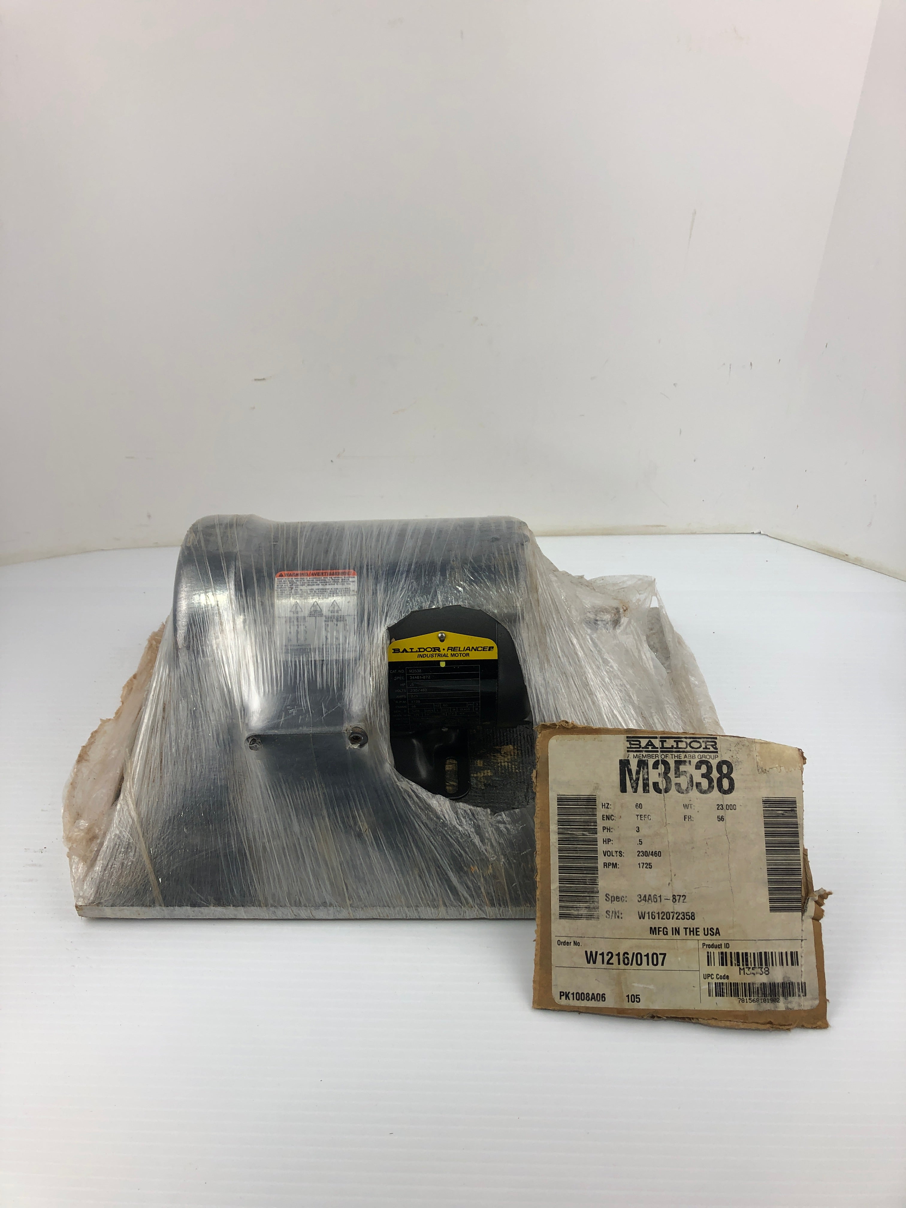 Baldor Reliance M3538 Industrial Motor 0.5HP 1725 RPM 3PH 56 Frame