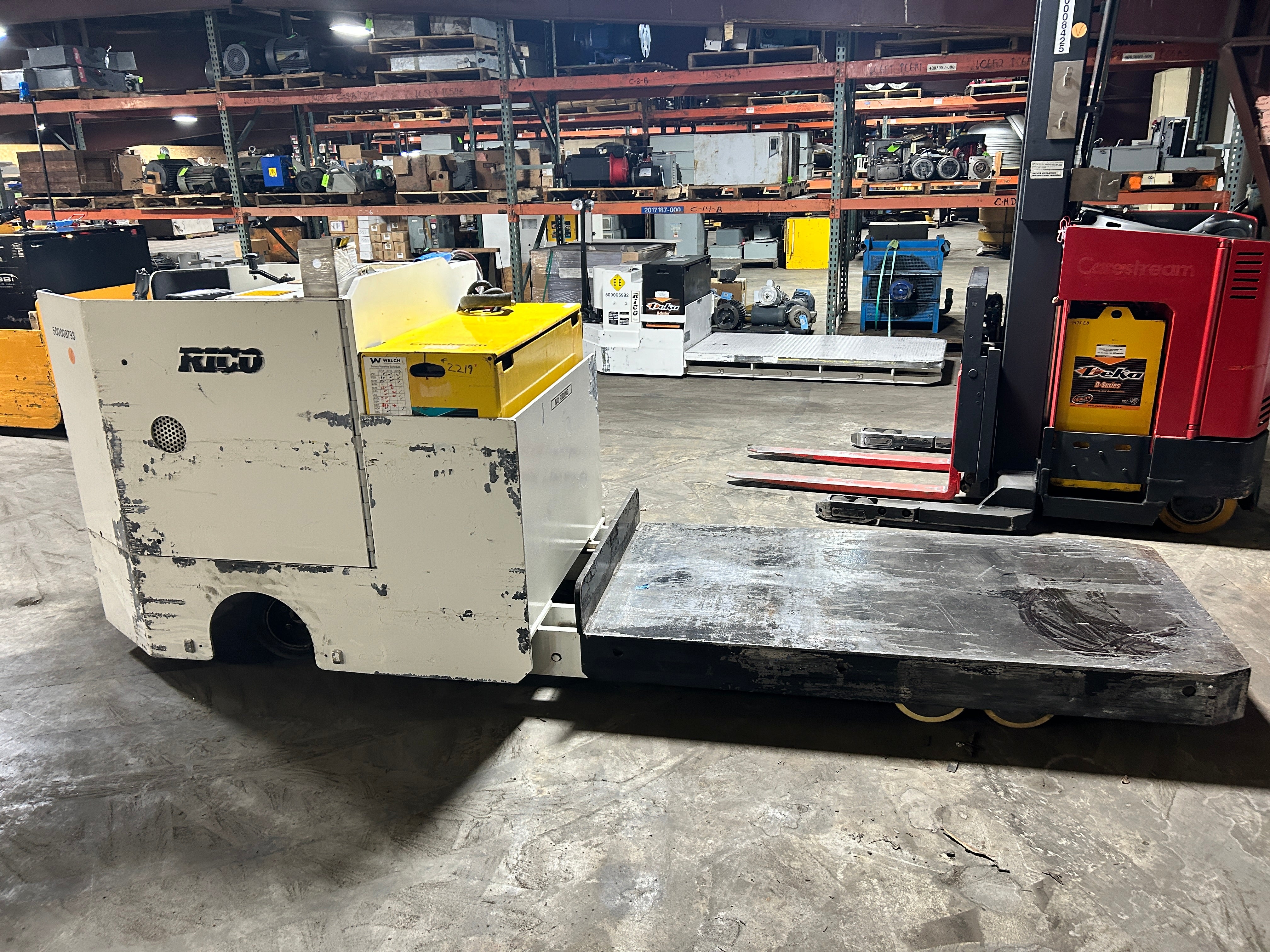 Rico PLR-DD-100 Platform Lift Truck Stand-Up 10,000# 2354 Hrs Type E 36V R-13554