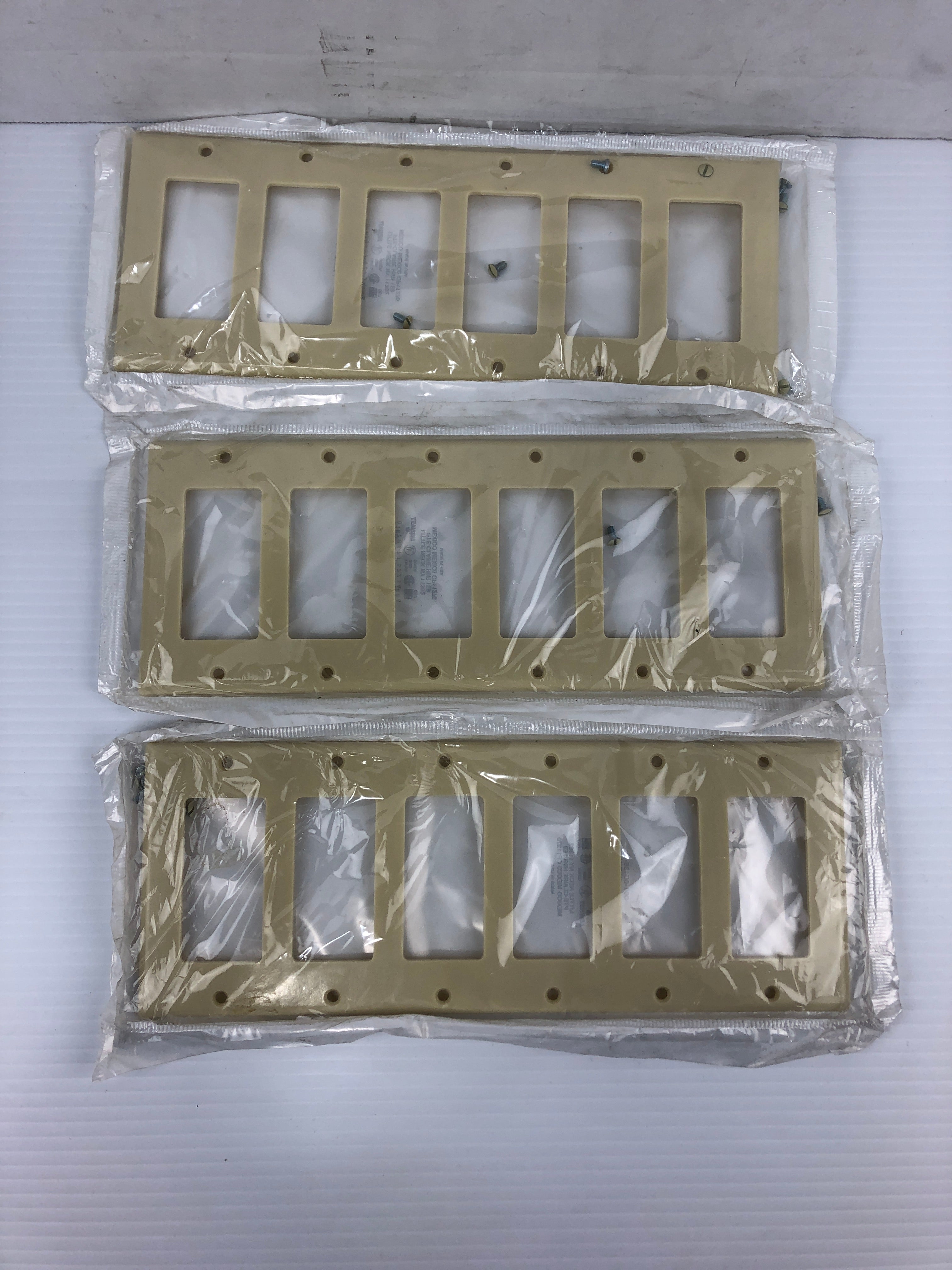 Leviton 80436-I Ivory 6 Gang Wall Plate - Lot of 3