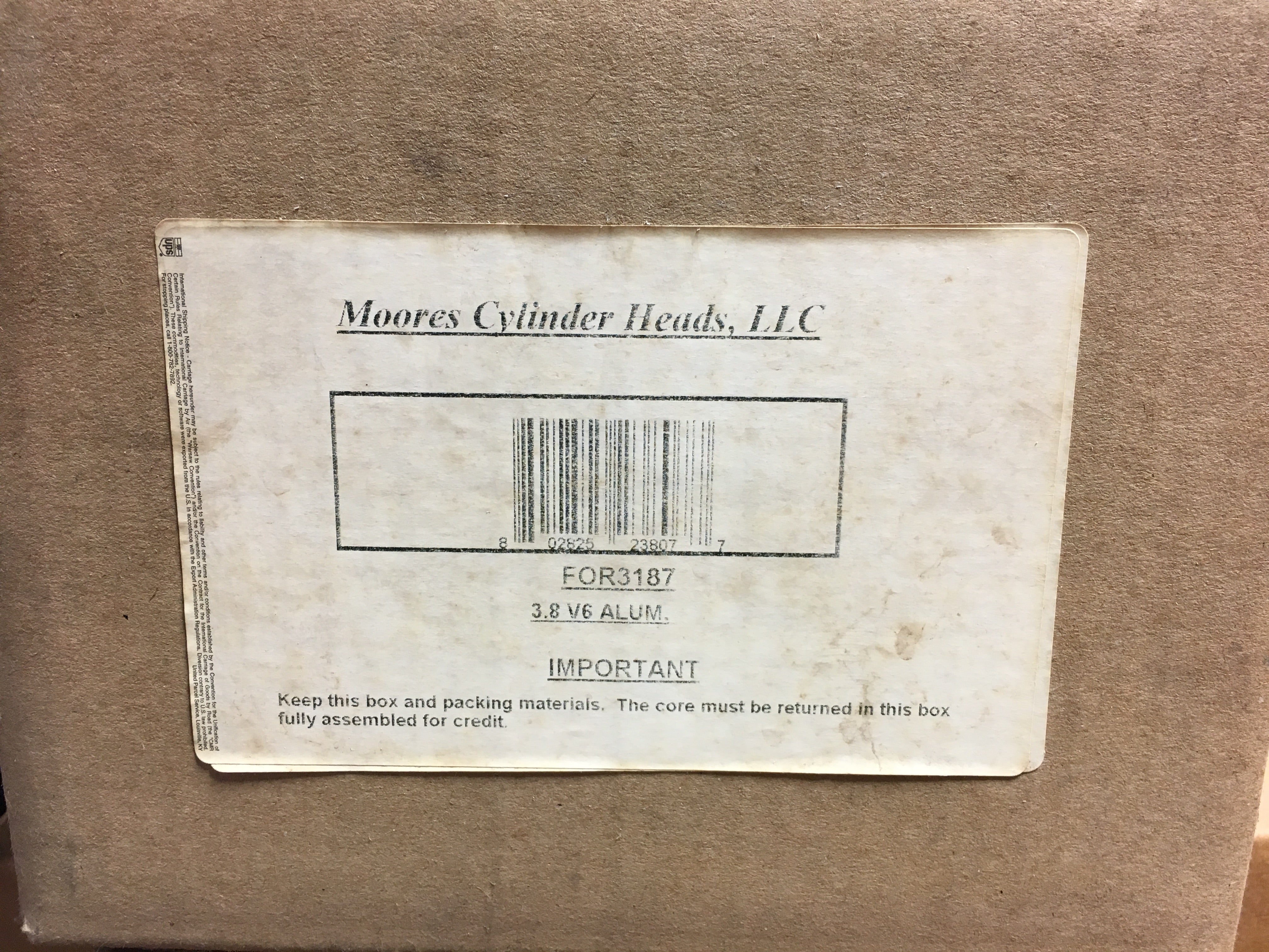Moore's FOR3187 Cylinder Head 3.8 V6 ALUM