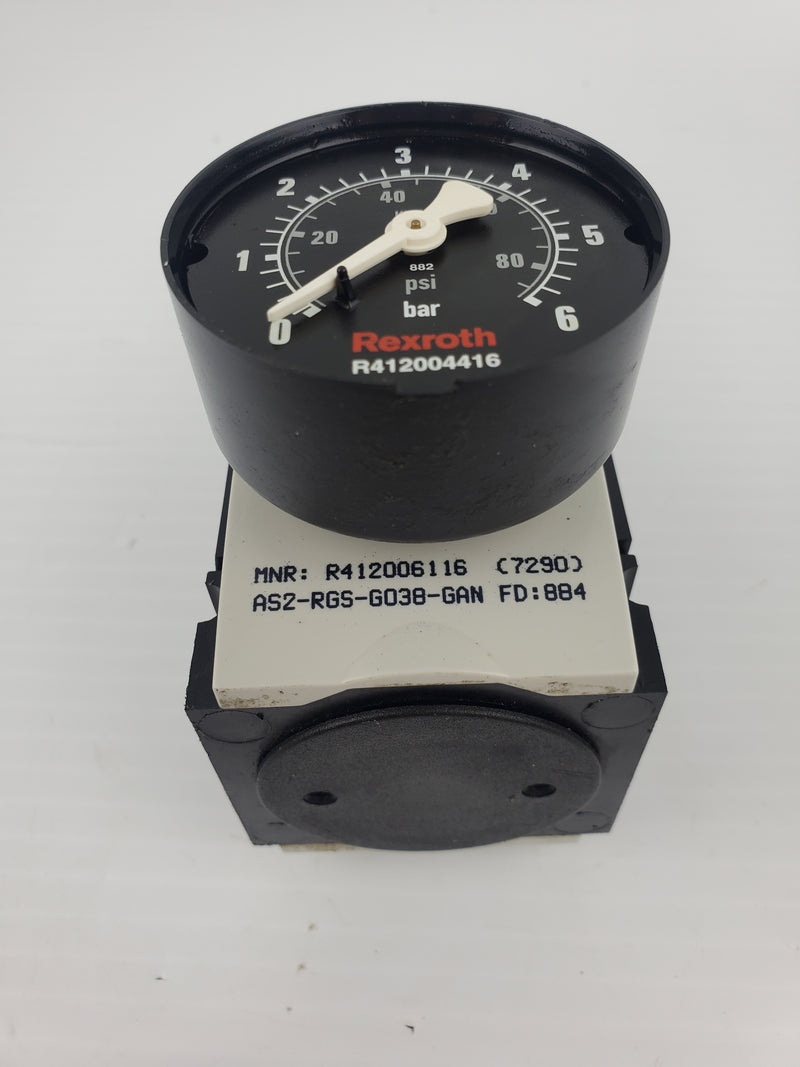 Rexroth AS2-RGS-G038-GAN Pneumatic Pressure Regulator with Gauge R412004416