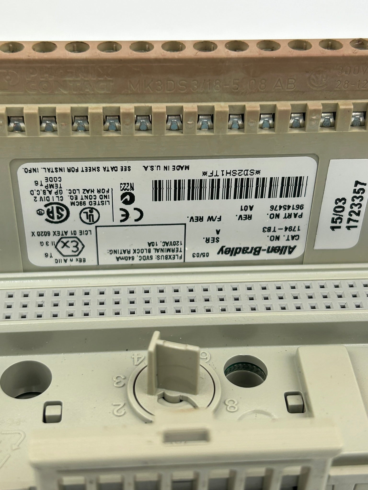 Allen Bradley 1794-TB3 Terminal Base Series A Rev A01