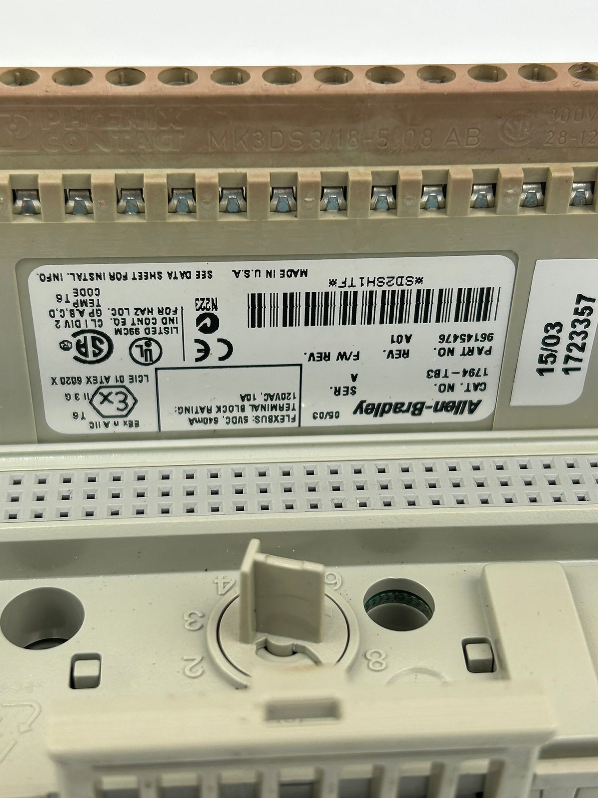 Allen Bradley 1794-TB3 Terminal Base Series A Rev A01