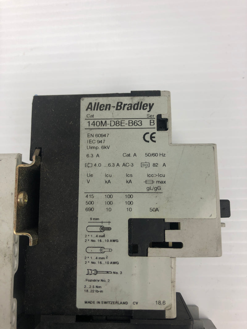 Allen Bradley 140M-D8E-B63 Contactor Series B 100-C09*10 Contactor Series A