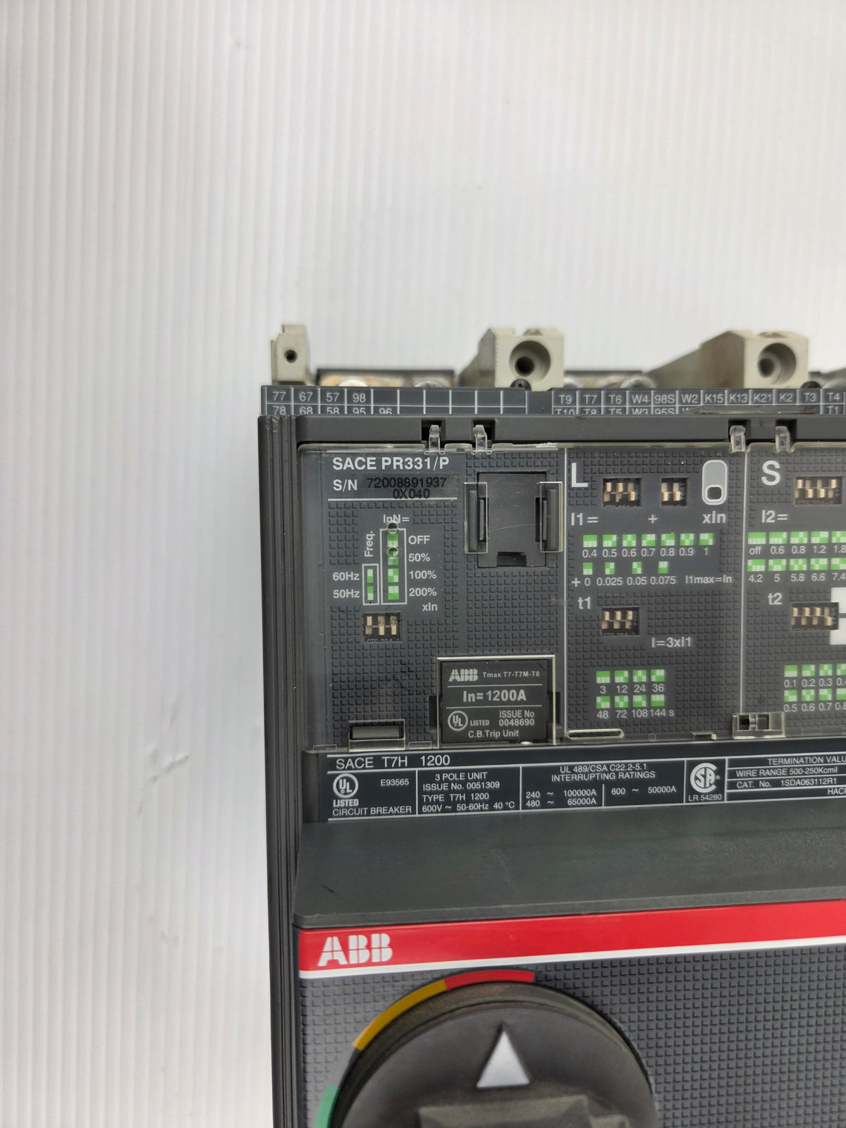 ABB SACE Tmax T7H 1200 Molded Case Circuit Breaker 1200A 3P PR331/P BH71073031