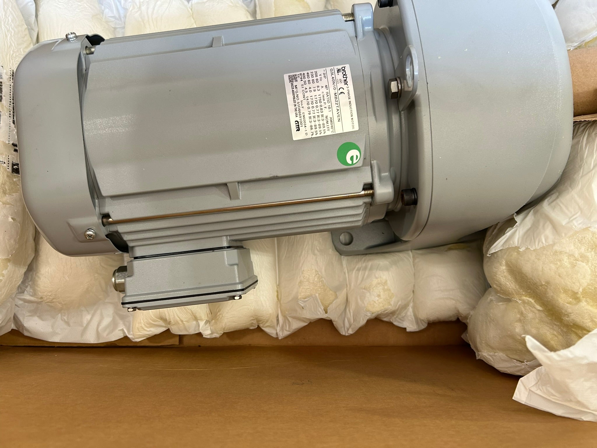 Brother G3L40N10-MB22TAVEN 3HP 3PH Gearmotor 10:1 Ratio 460V 1770 RPM 4P IE3