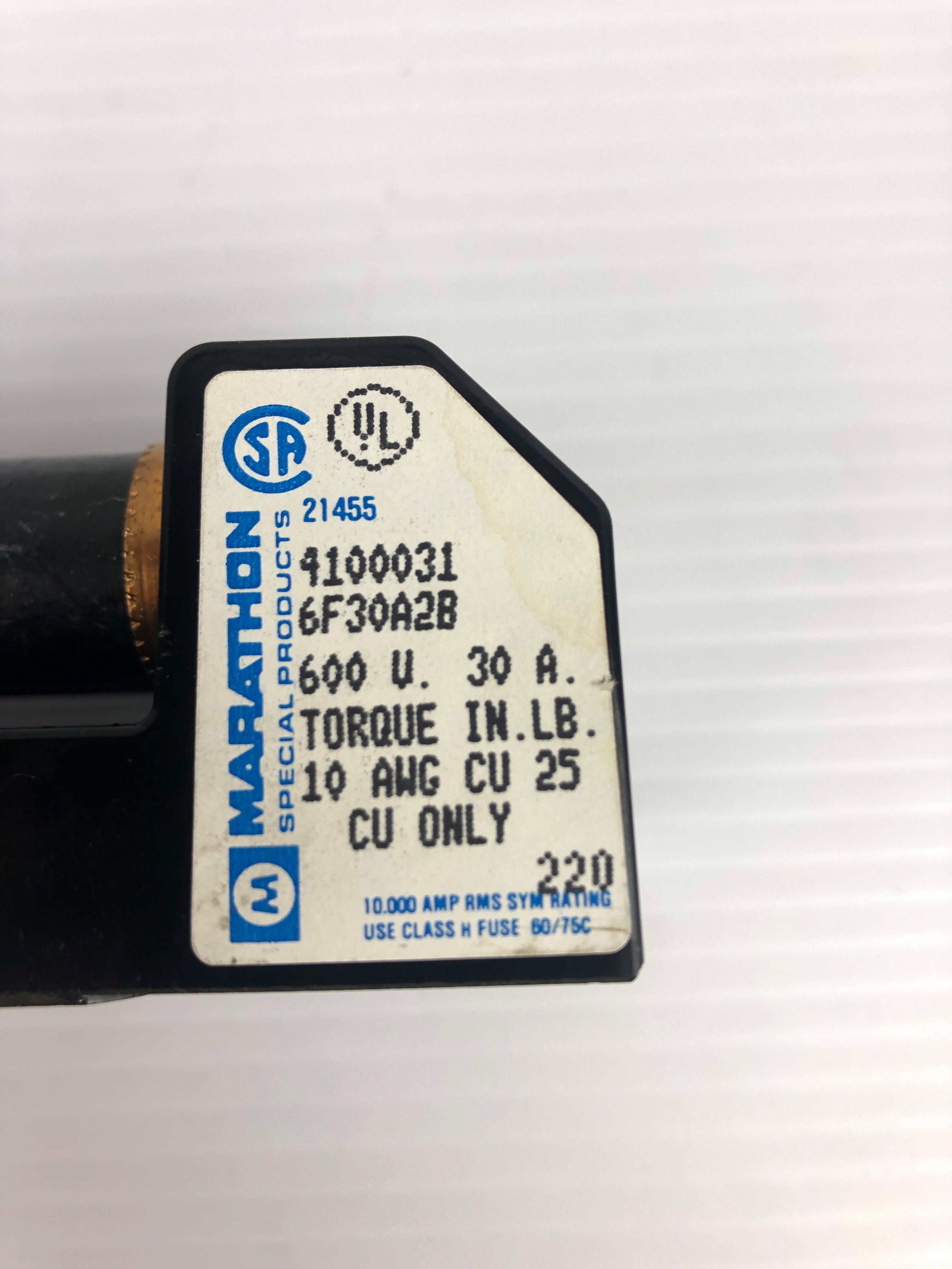 Marathon 4100031 Fuse Holder with Fusetron FRS-R-3 Fuses 600V 3A
