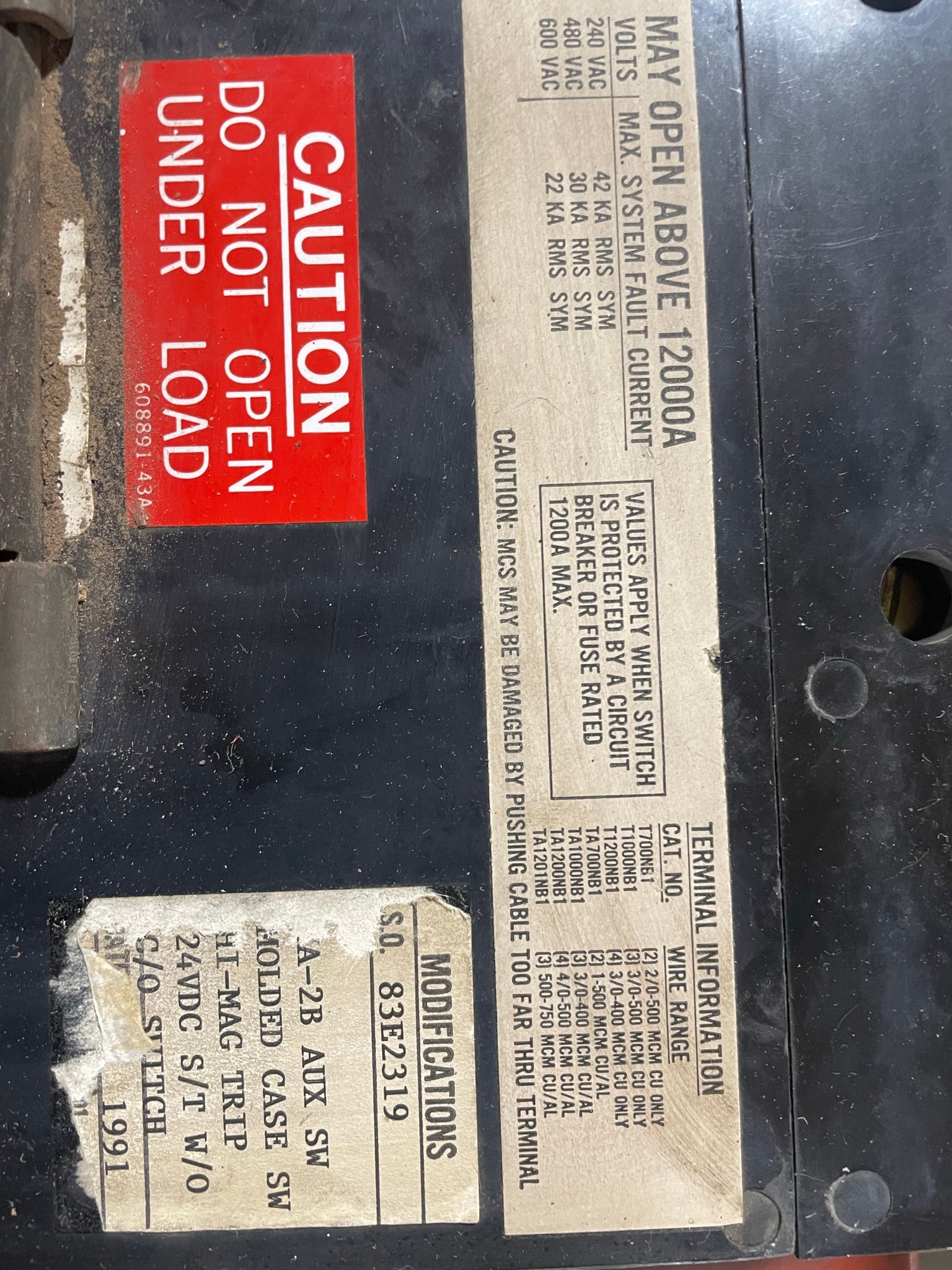 Westinghouse Circuit Breaker 1200A Remote Switch NB31200WK 3 Pole 752B682G06