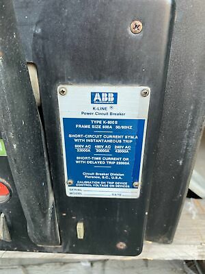 ABB K-600S K-Line Power Circuit Breaker 600 Amp Asea Brown Solid State Trip