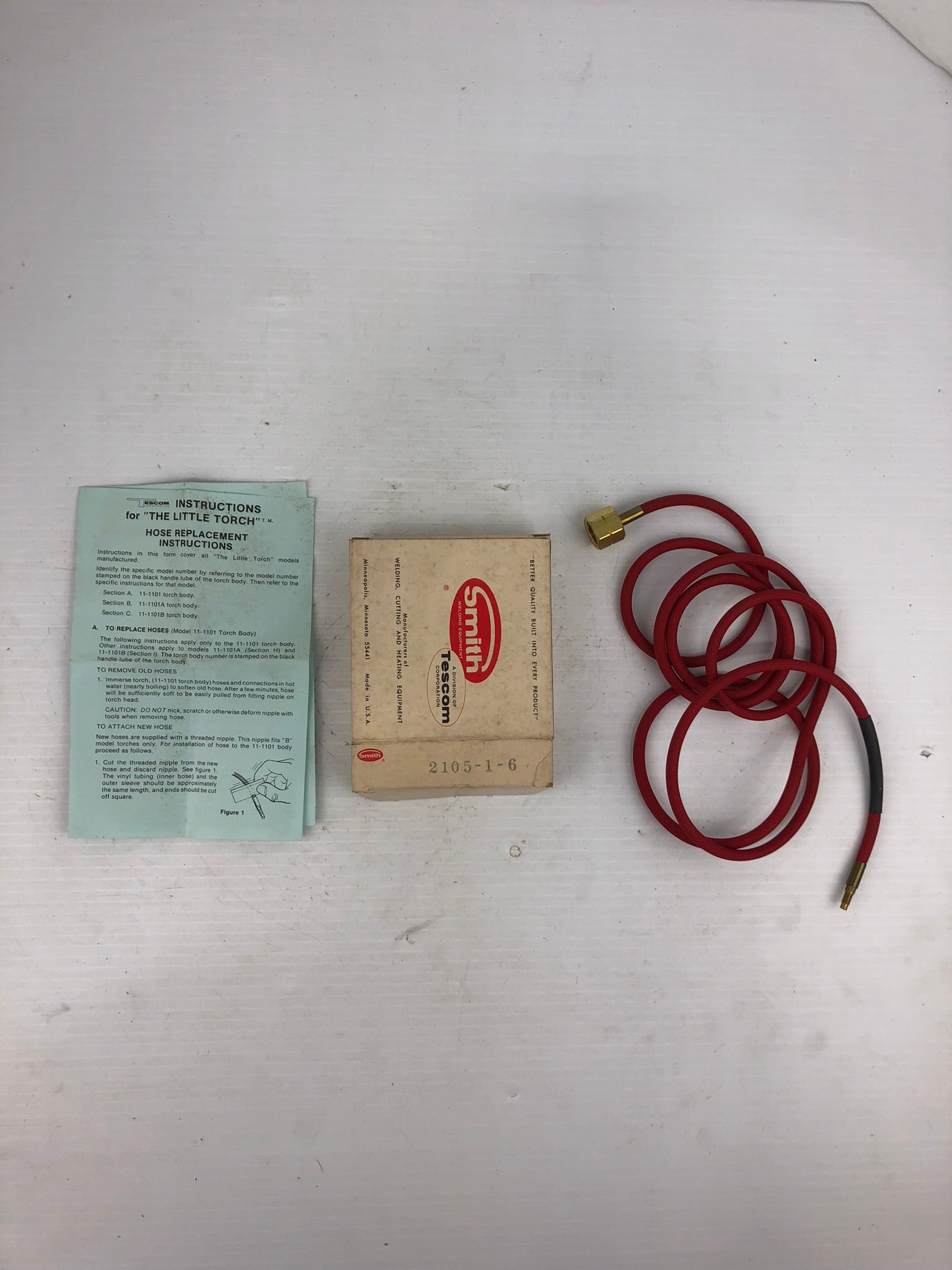 Smith Welding Equipment Torch Replacement Hose 2105-1-6 Red 70"